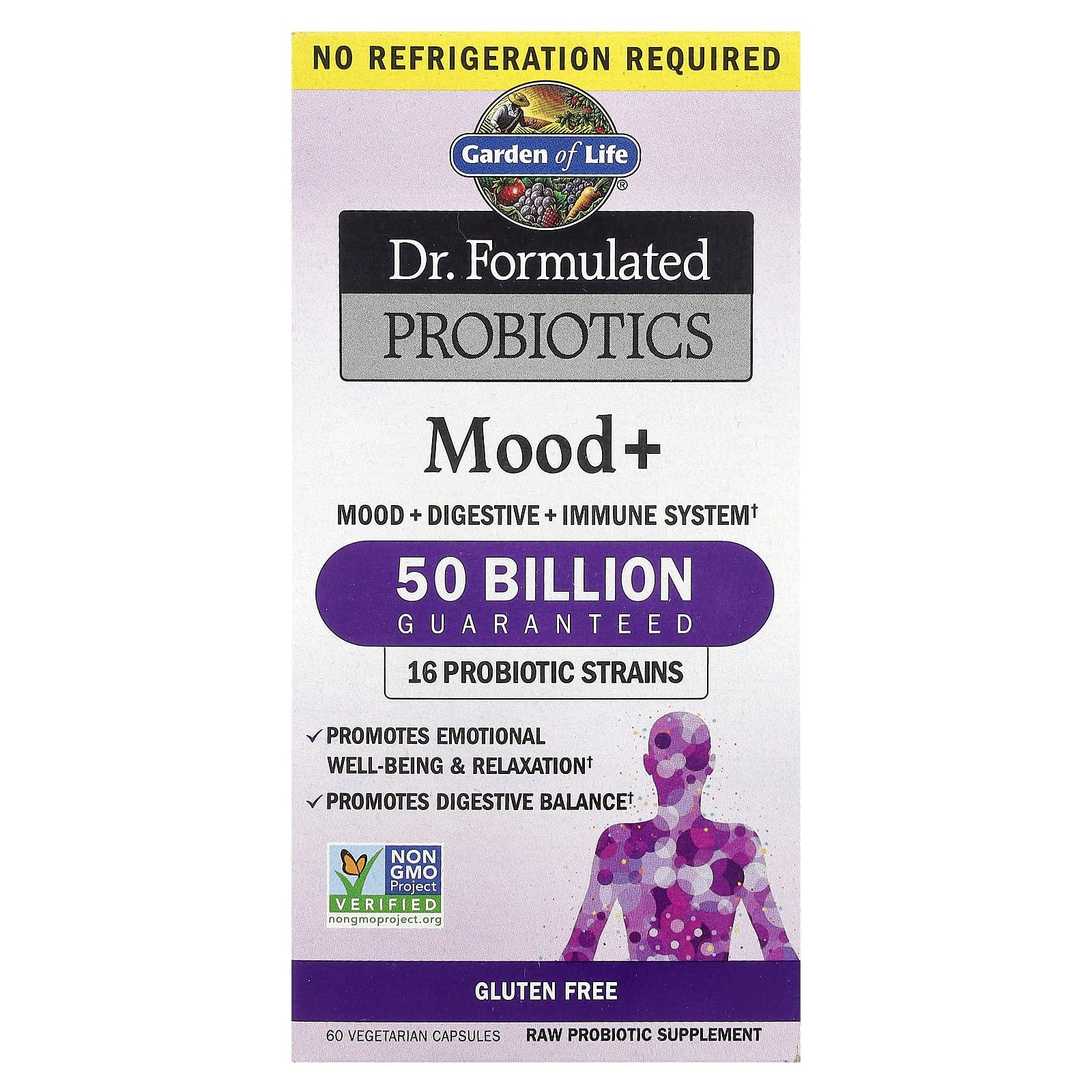 Probióticos Mood+ da Dr. Formulated - 60 cápsulas vegetais, Garden of Life