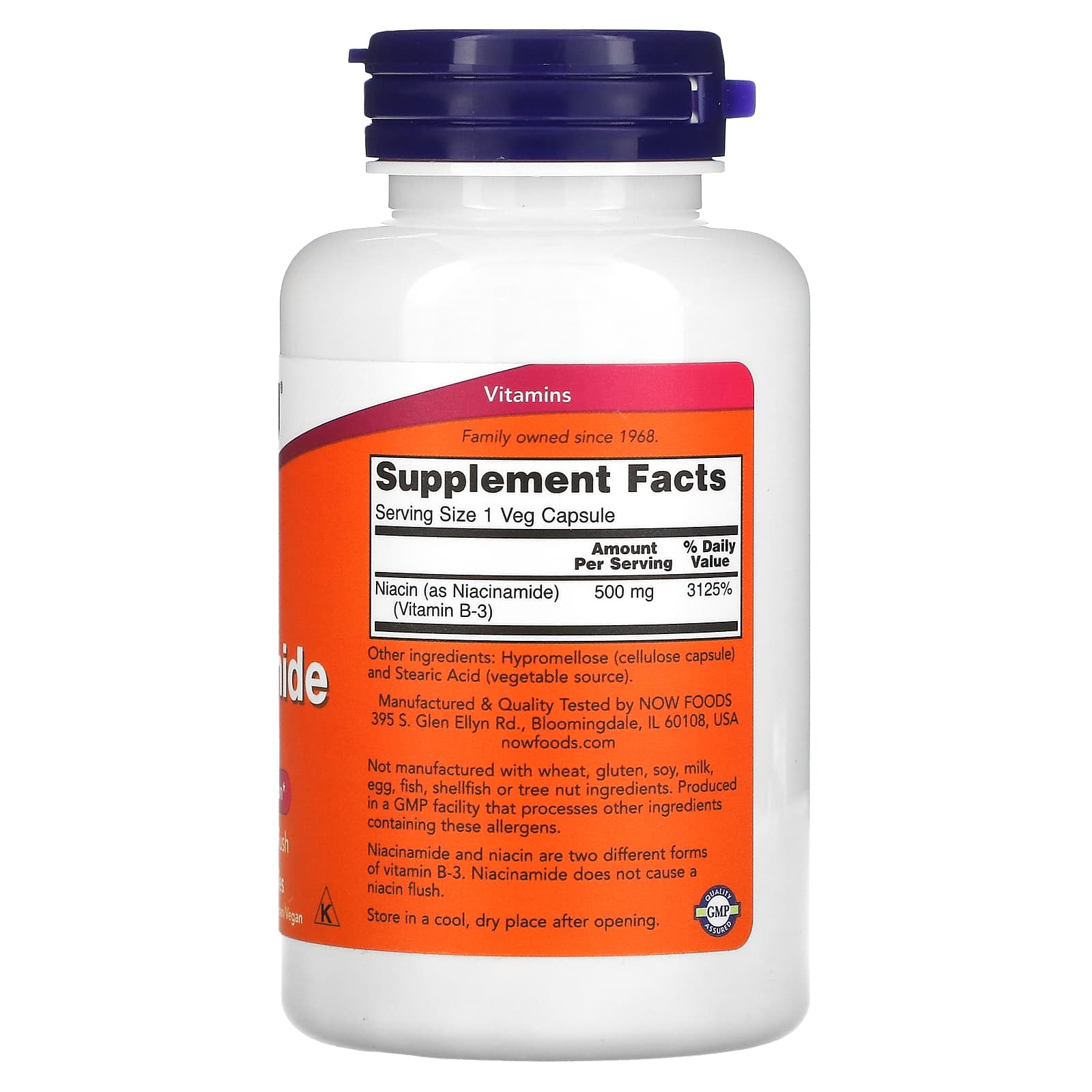 Niacinamida - 500mg, 100 caps, Now Foods