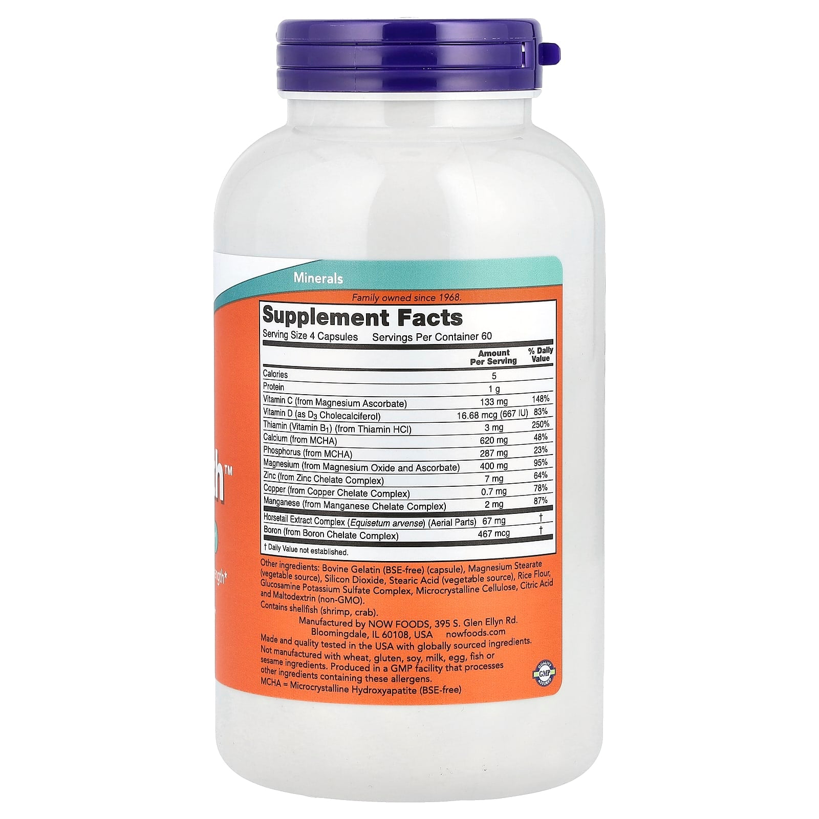 Força óssea, 240 caps, Now Foods