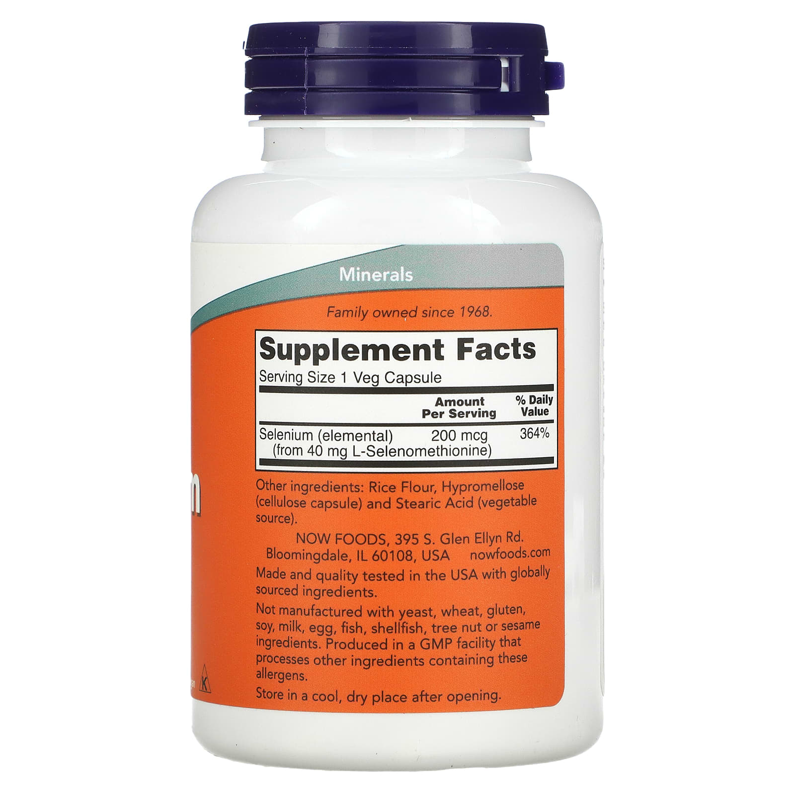 Selênio - 200mcg, 180 vcaps, Now Foods