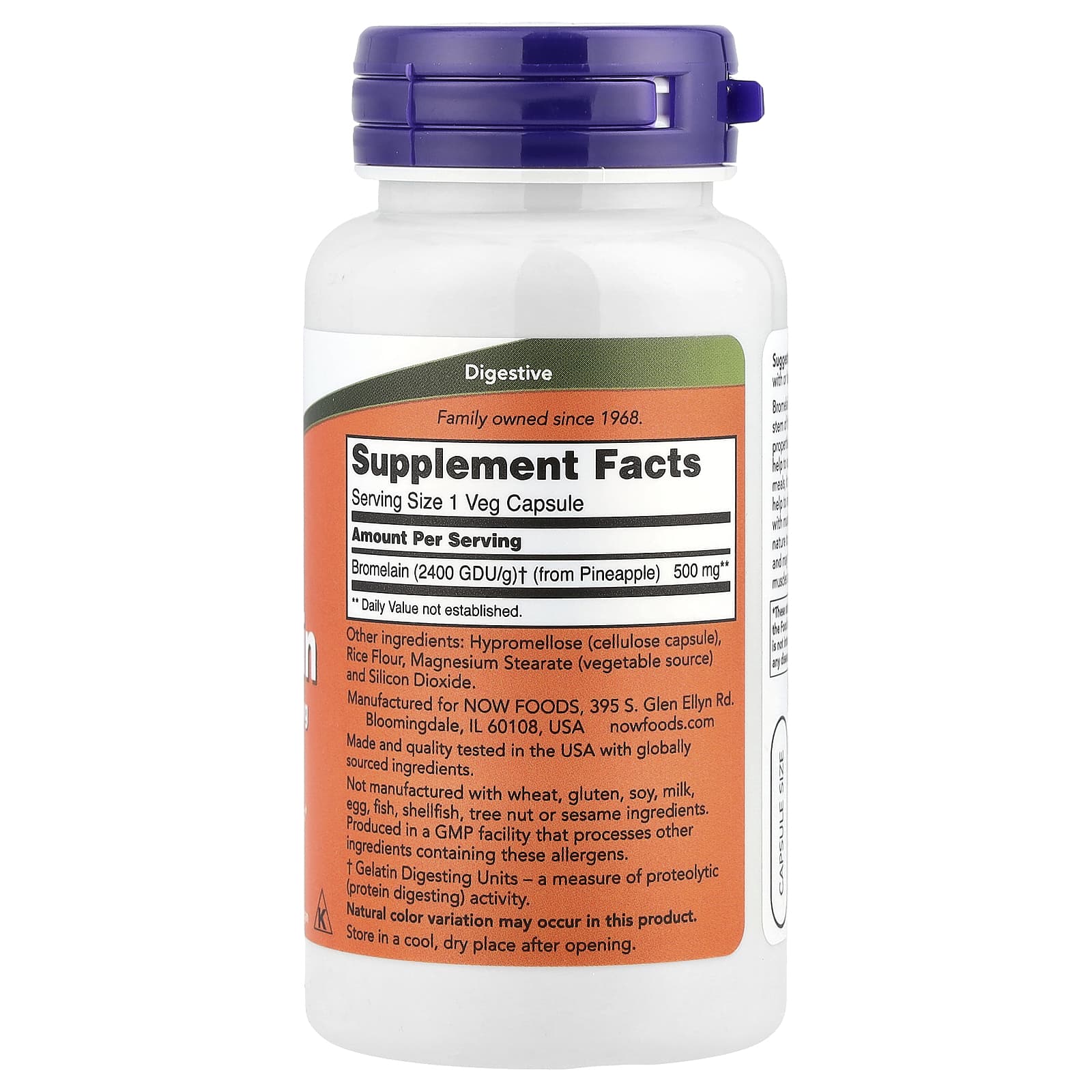 Bromelaína - 500mg, 60 vcaps, Now Foods