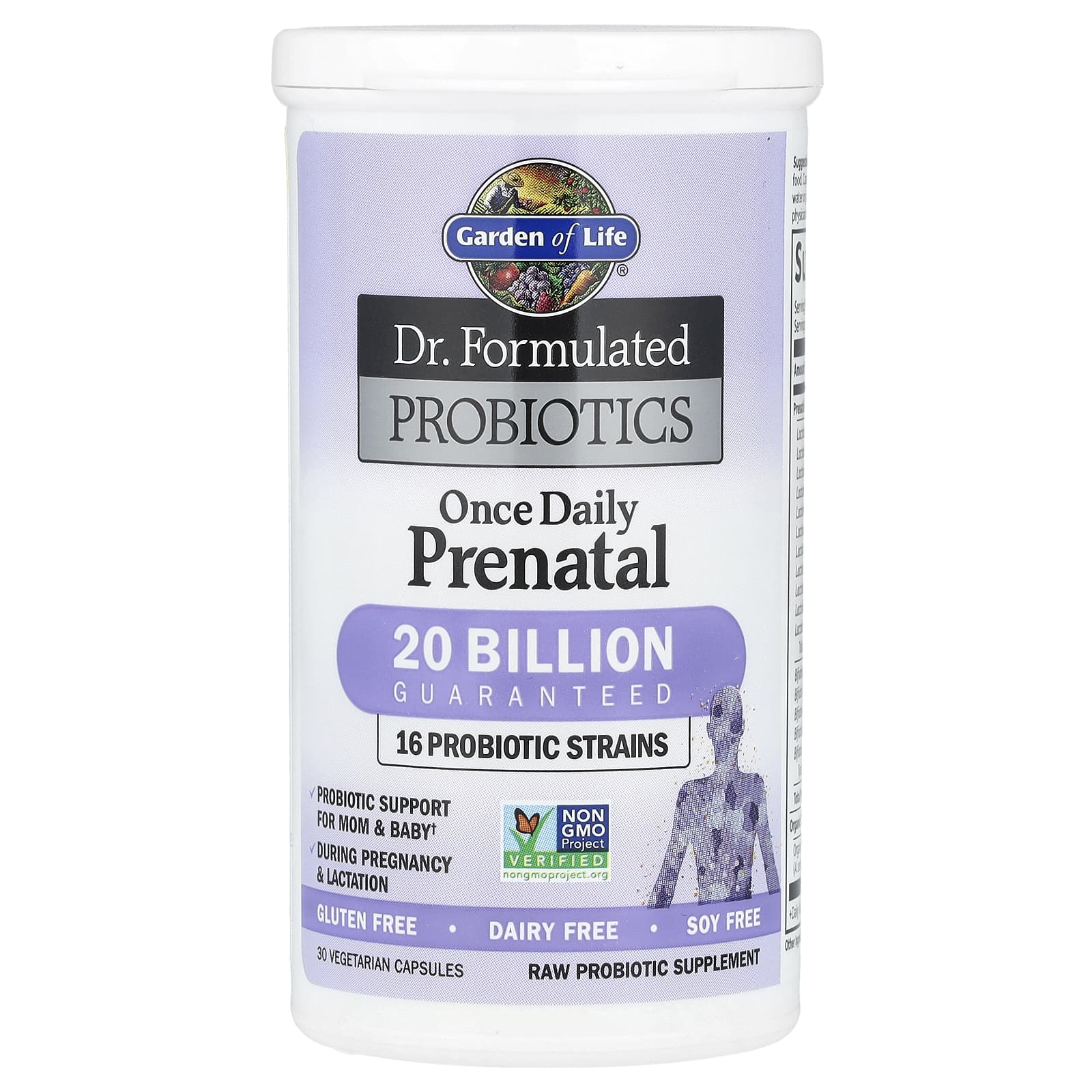 Probióticos Formulados pelo Dr. Uma Vez ao Dia Pré-natal - 30 cápsulas vegetais, Garden of Life