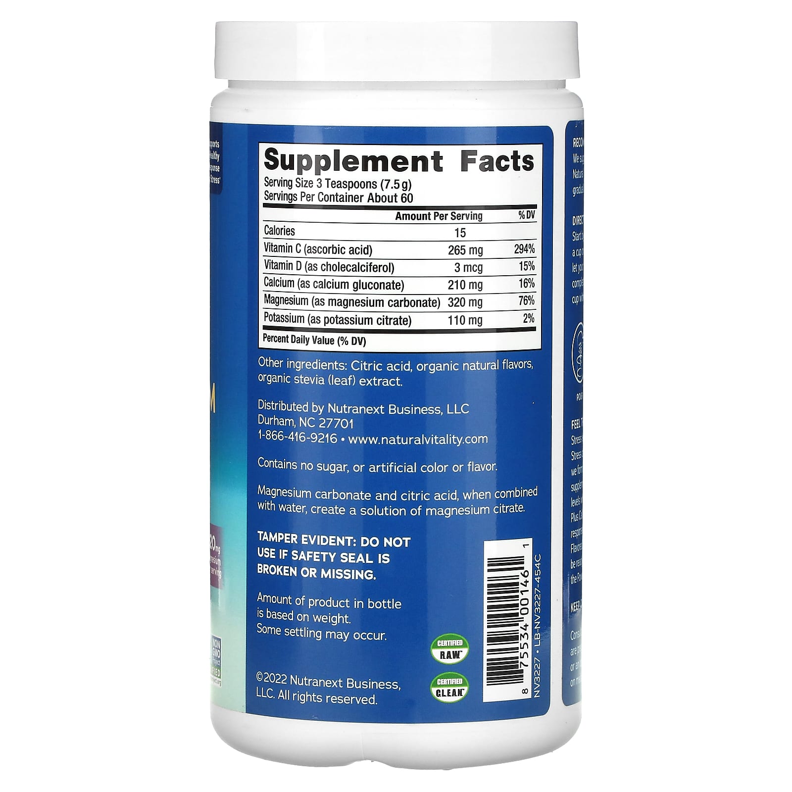 Natural Calm Plus Cálcio, Framboesa e Limão - 454 gramas - Natural Vitality