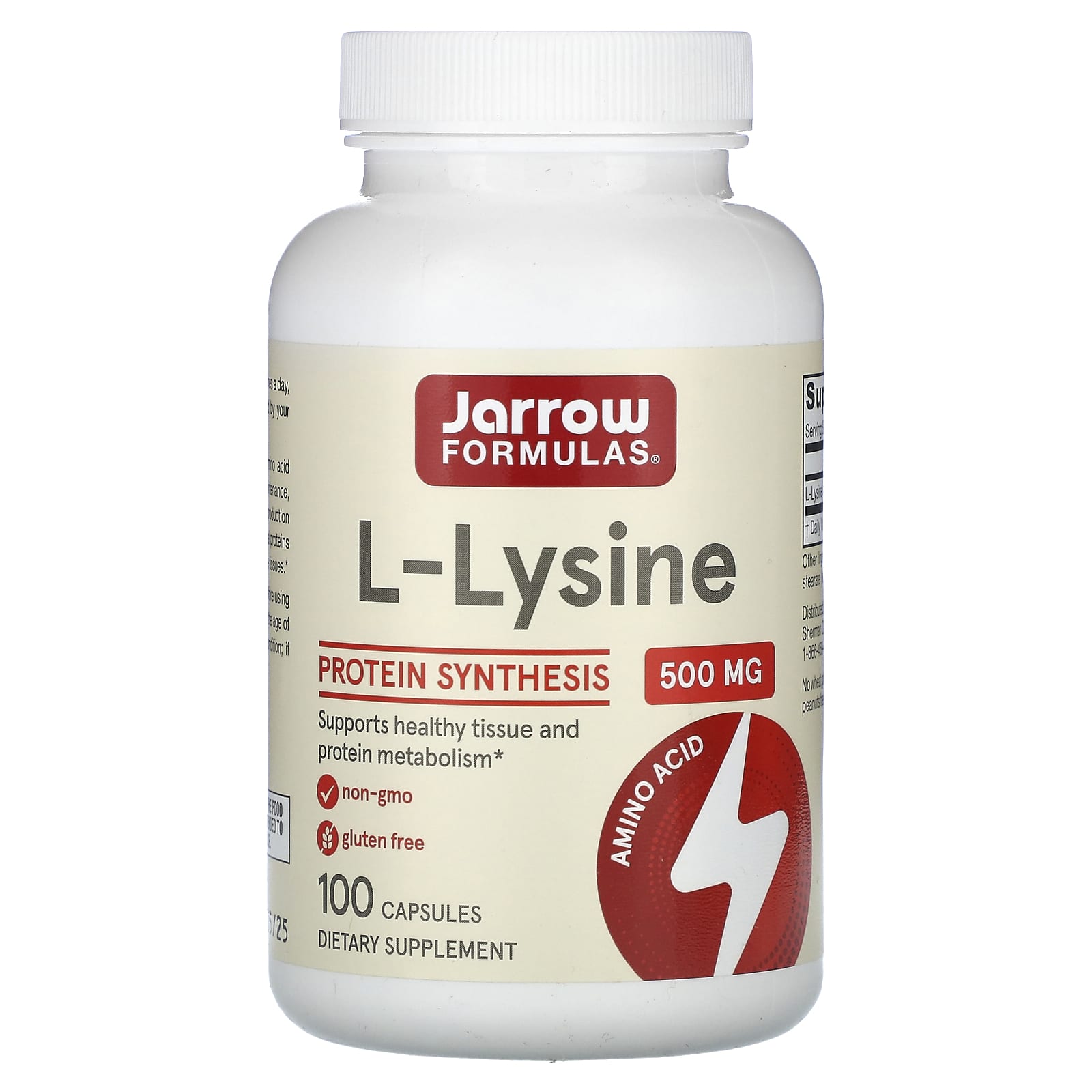 L-Lisina, 500mg - 100 cápsulas, Jarrow Formulas