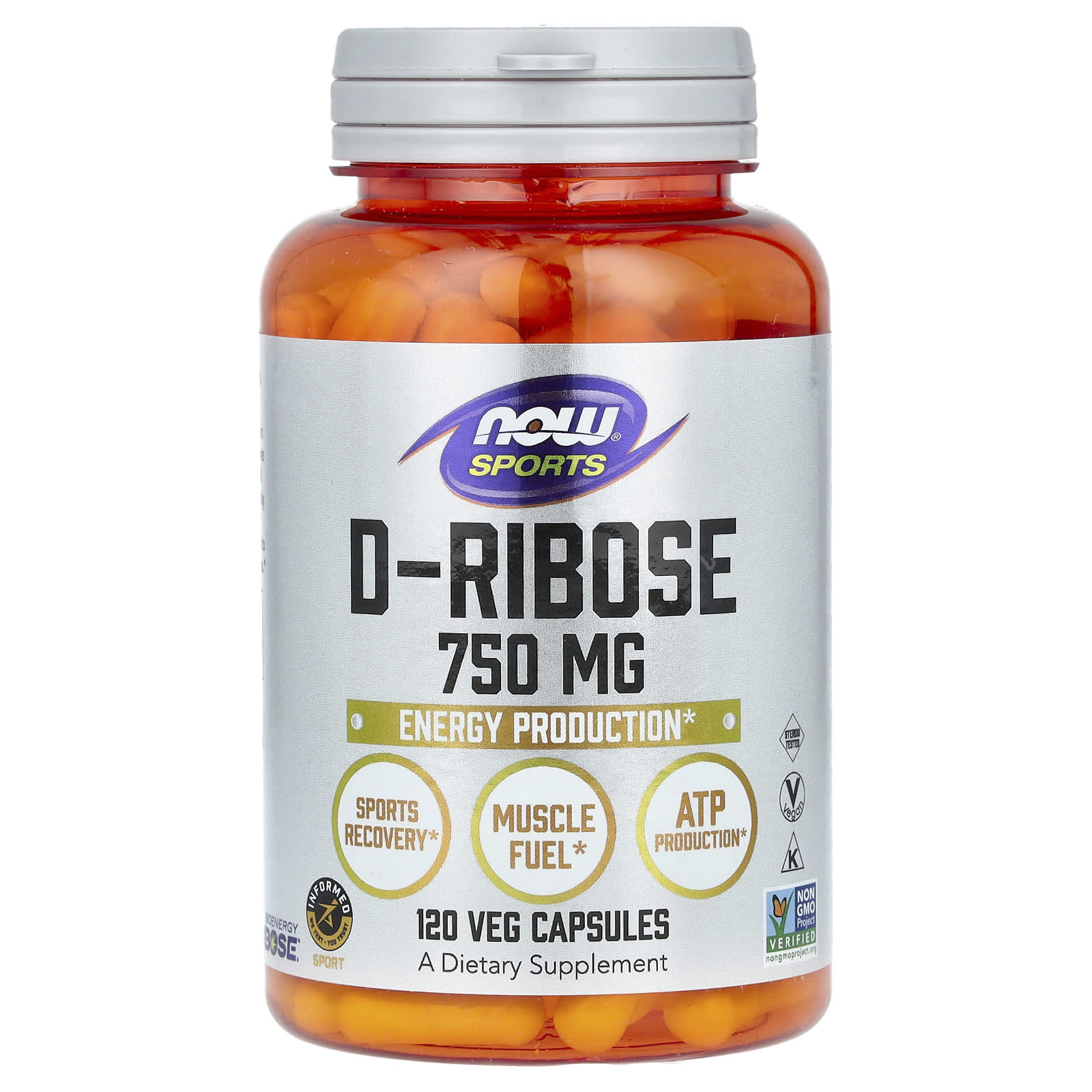 D-Ribose 750 mg, 120 Cápsulas, Now Foods