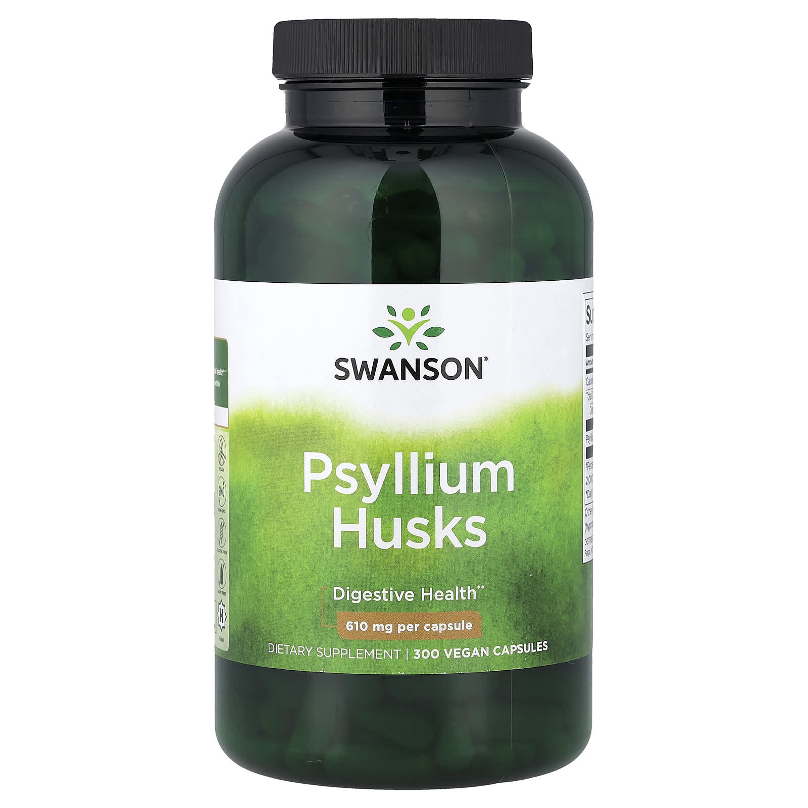 Cascas de Psyllium, 610 mg, 300 Cápsulas Veganas, Swanson