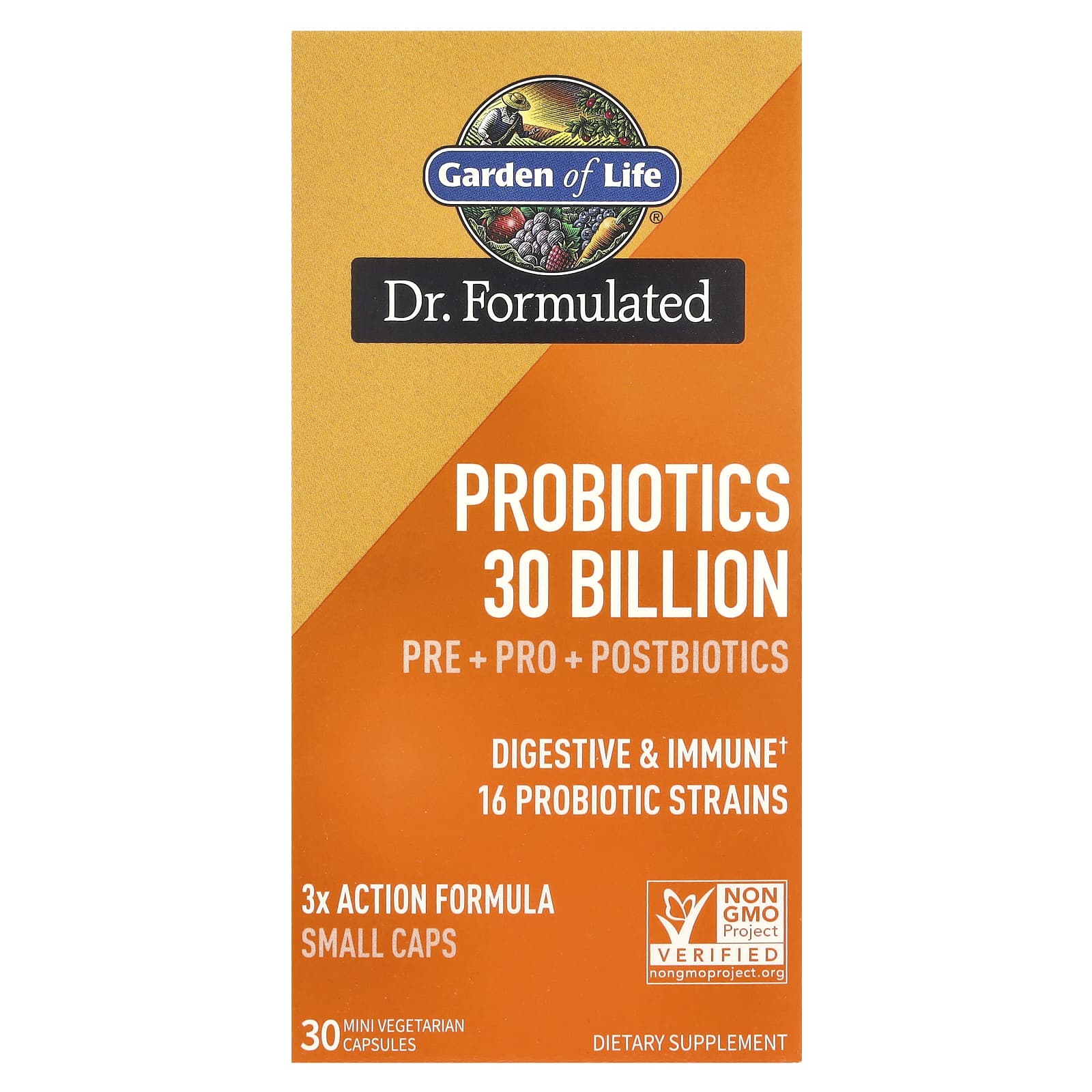 Probióticos Formulados pelo Dr. 30 Bilhões - 30 mini cápsulas vegetais, Garden of Life