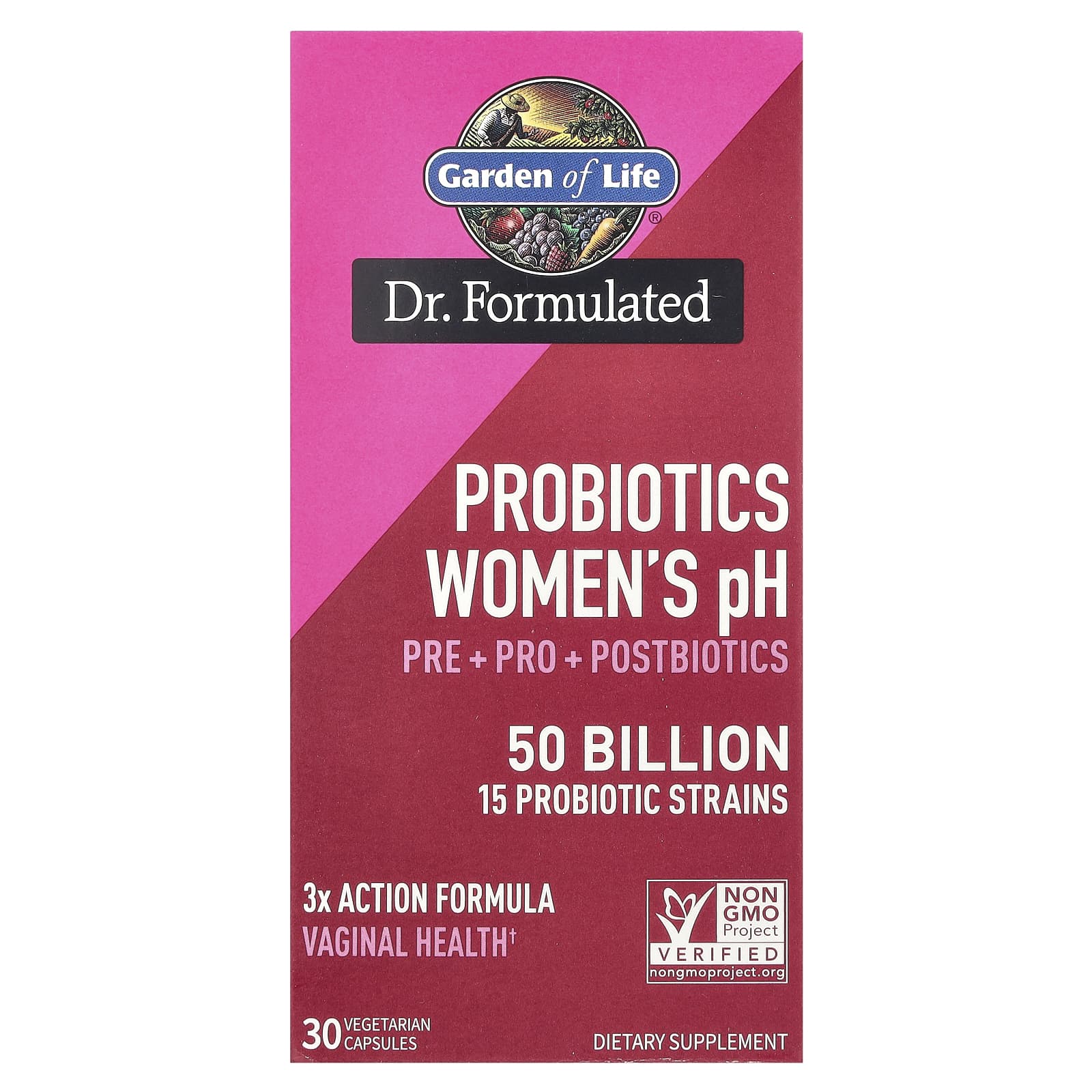 Probióticos Formulados pelo Dr. pH Feminino - 30 cápsulas vegetais, Garden of Life