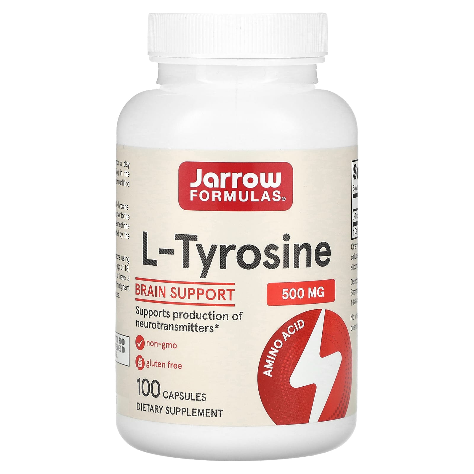 L-Tirosina, 500mg - 100 cápsulas, Jarrow Formulas