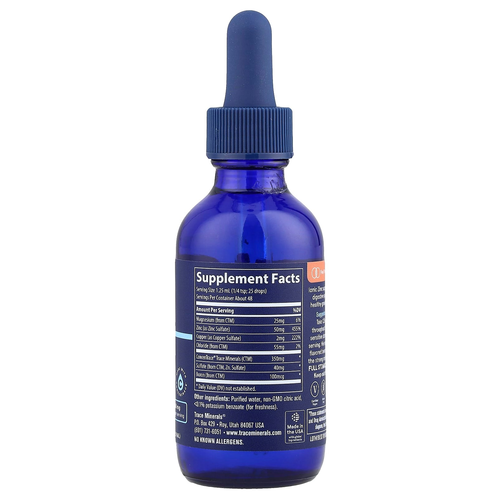 Zinco iônico, 50 mg, 2 fl oz (59 ml), Trace Minerals Research