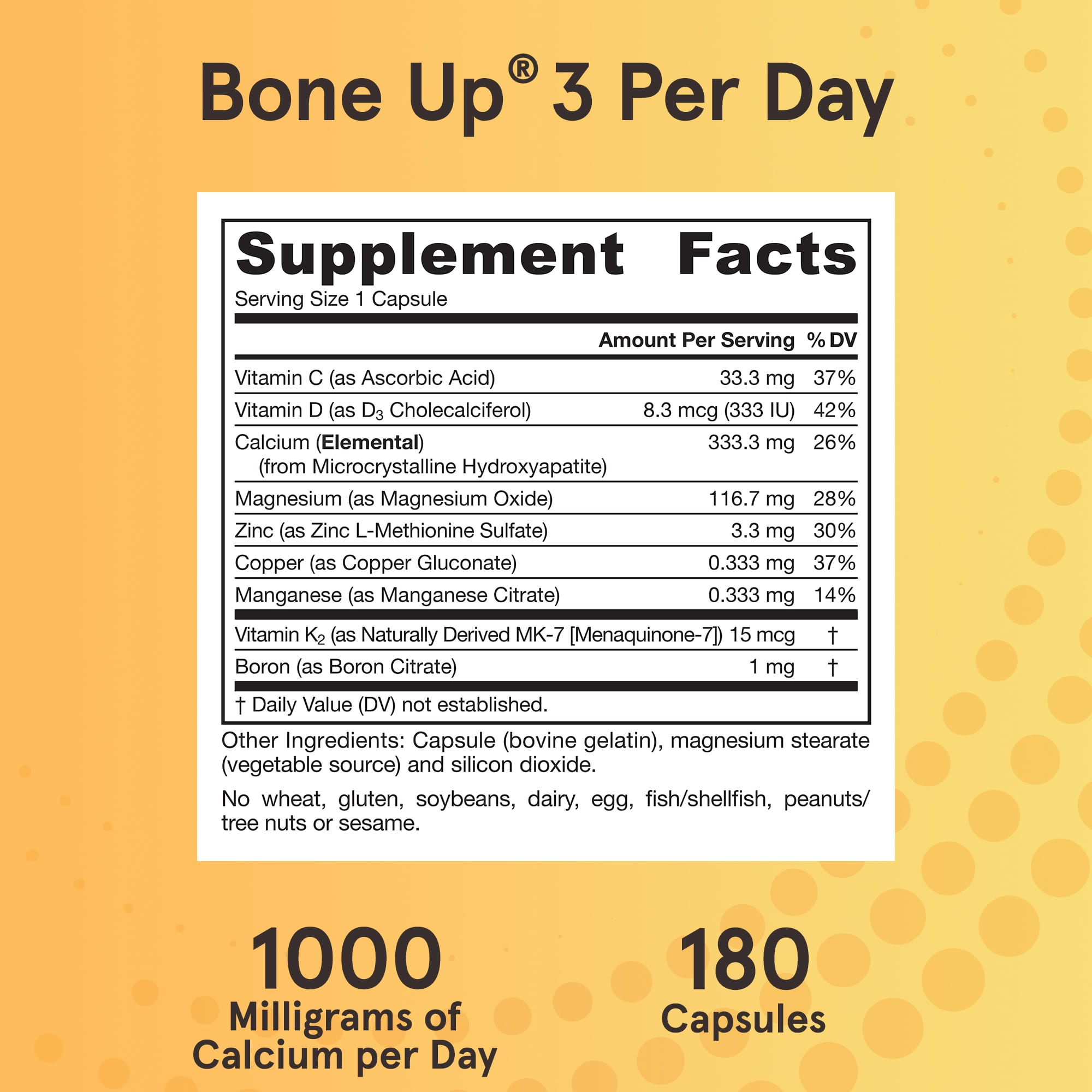 BoneUp Three Per Day - 180 cápsulas, Jarrow Formulas
