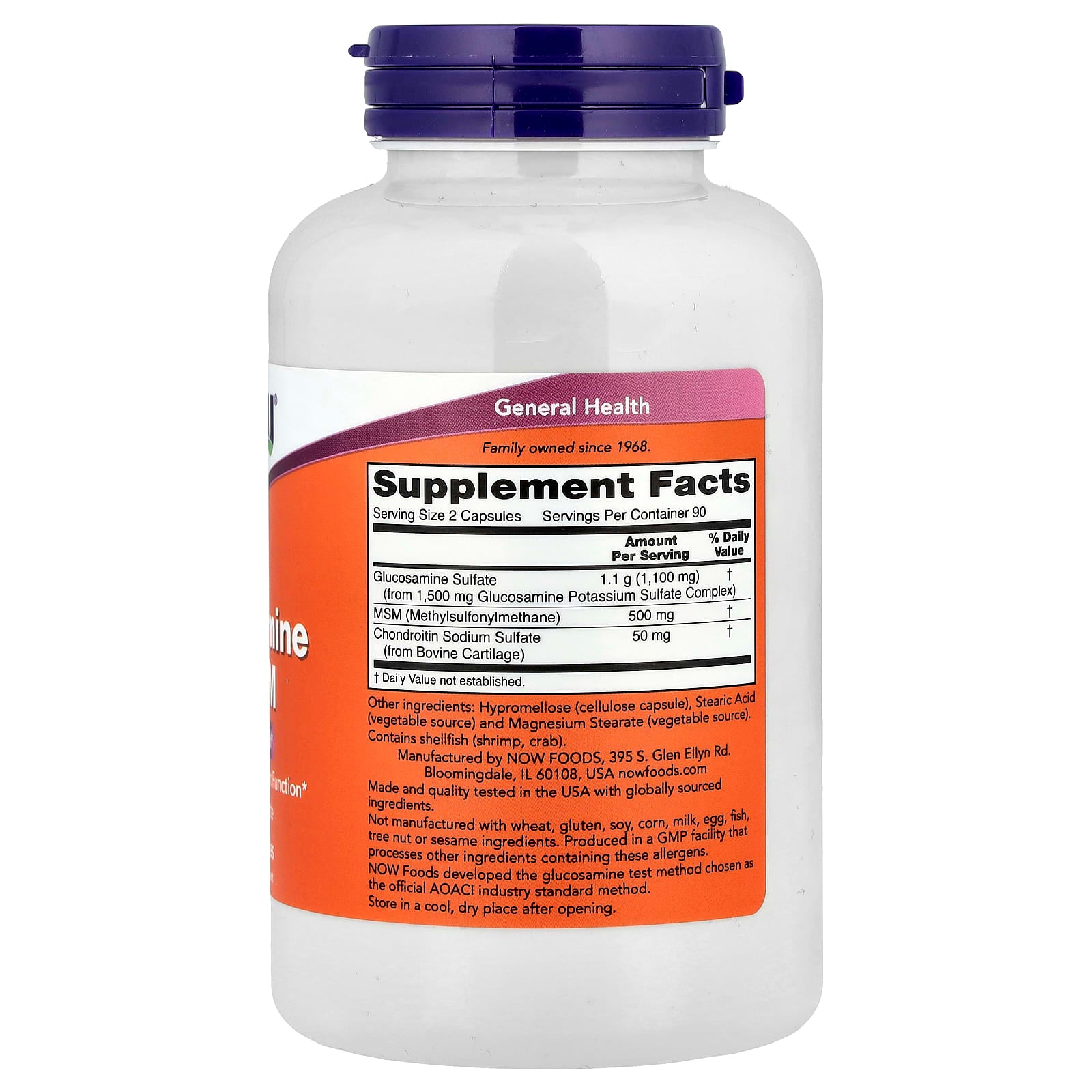 Glucosamina e MSM, 180 vcaps, Now Foods