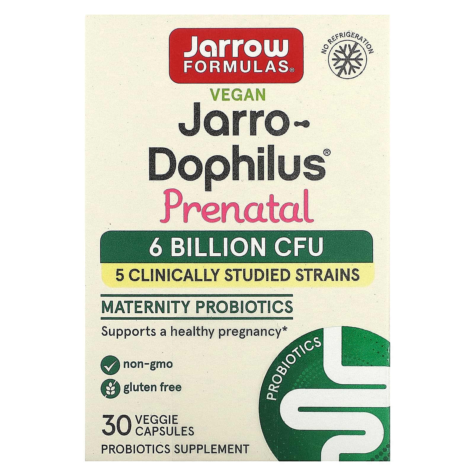 Jarro-Dophilus Pré-natal, 6 bilhões de UFC - 30 cápsulas vegetais, Jarrow Formulas