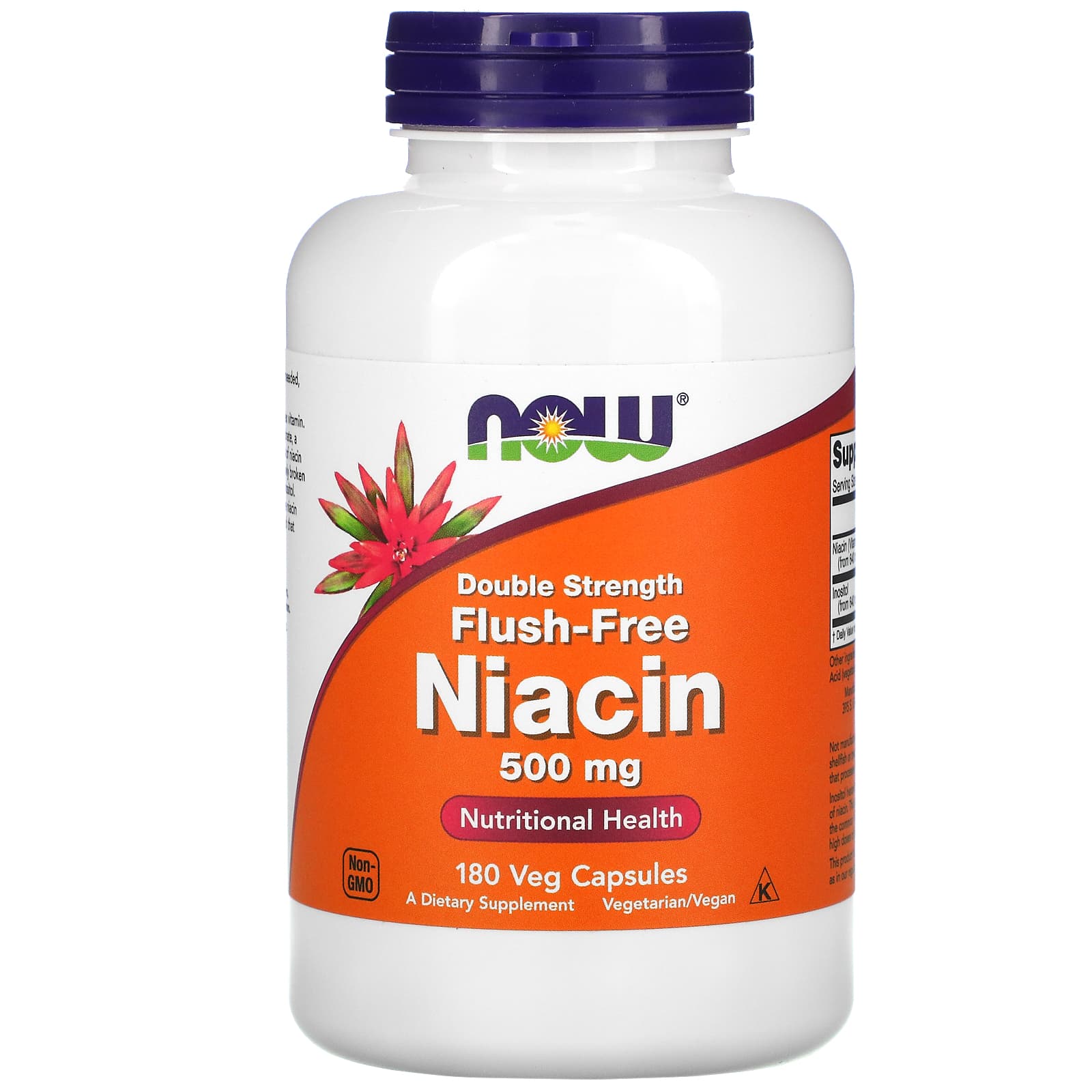 Niacina Flush-Free - 500 mg (Dupla Potência), 180 vcaps, Now Foods