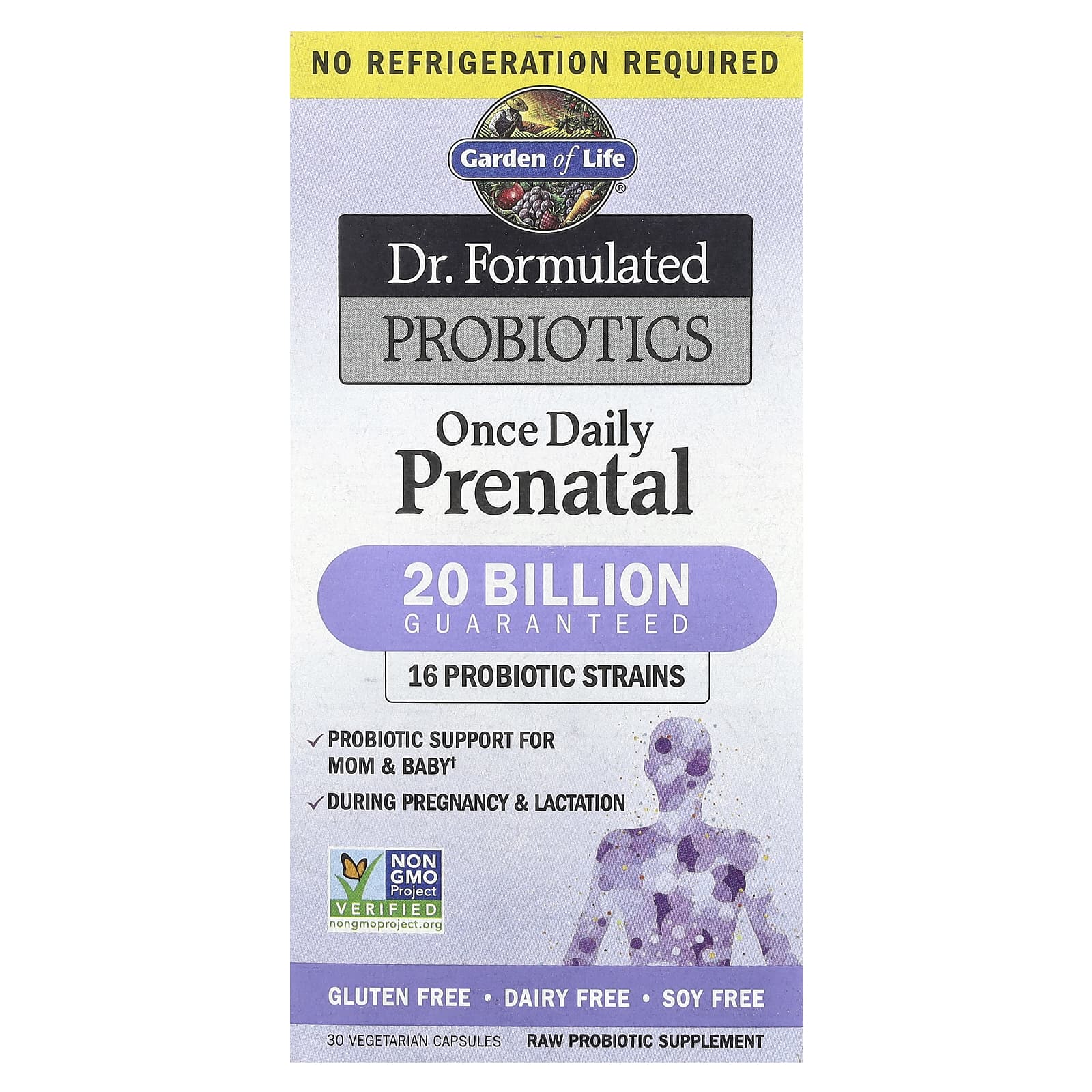 Probióticos Formulados pelo Dr. Uma Vez ao Dia Pré-natal - 30 cápsulas vegetais, Garden of Life
