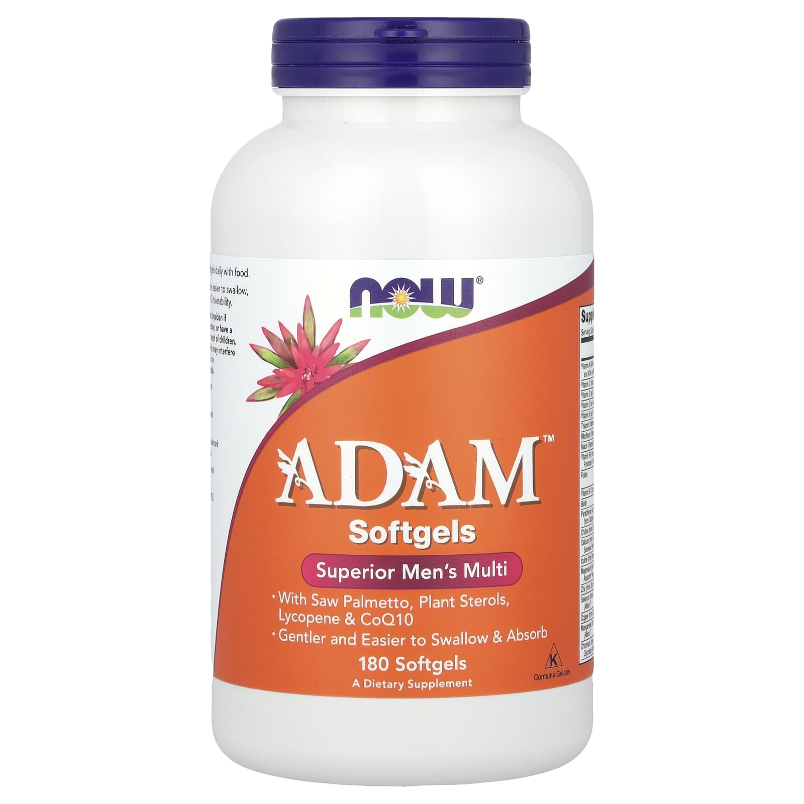 ADAM, Multivitamínico Masculino Superior, 180 Cápsulas Gelatinosas, Now Foods