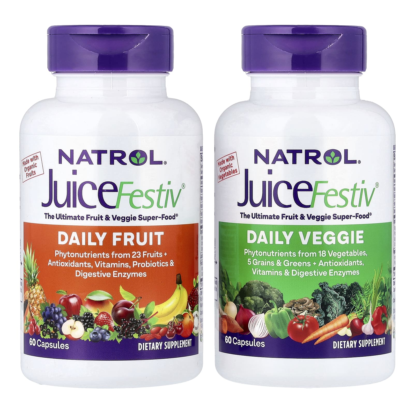 JuiceFestiv, Frutas e Vegetais Diários - 60 + 60 cápsulas - Natrol