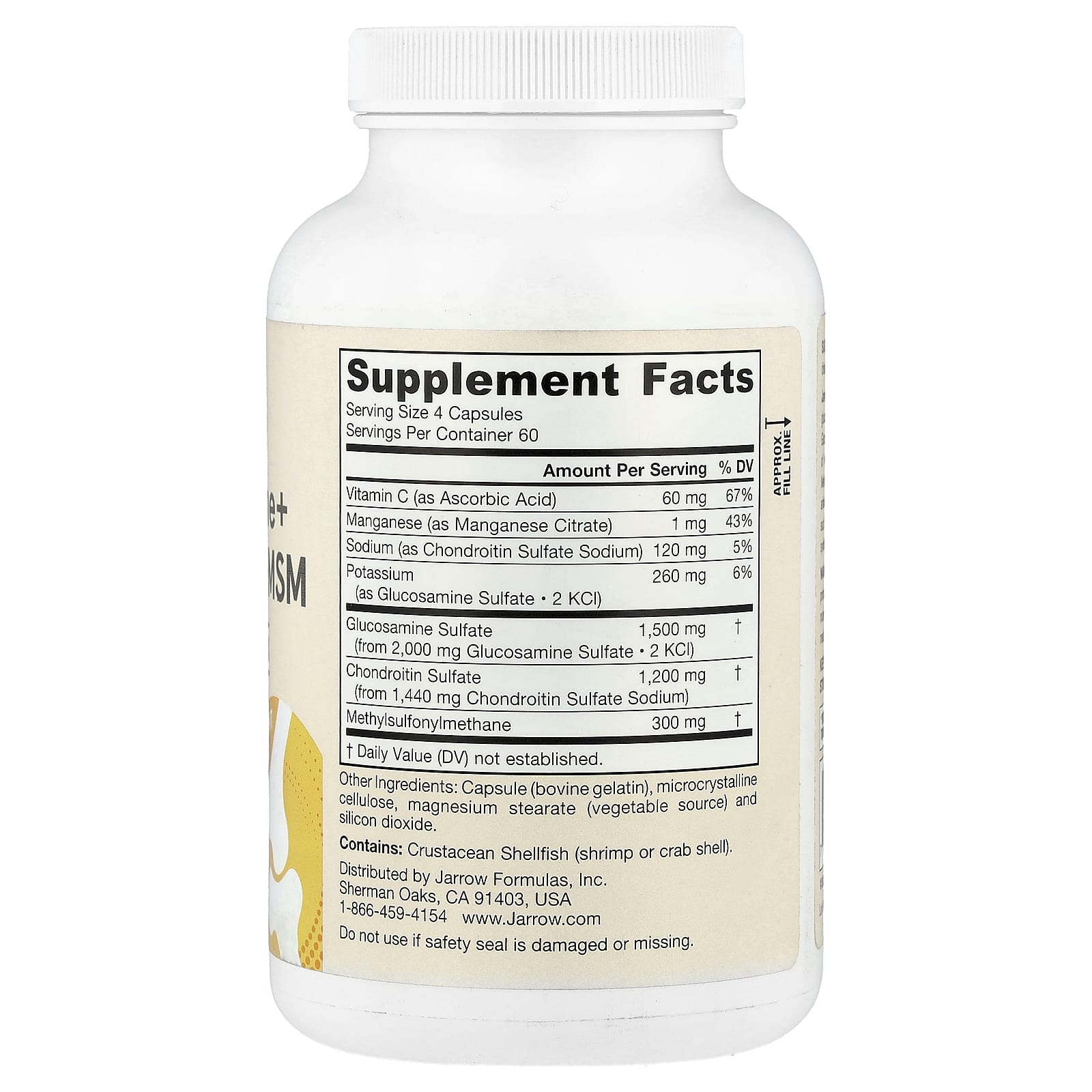 Glucosamina + Condroitina + MSM - 240 cápsulas, Jarrow Formulas
