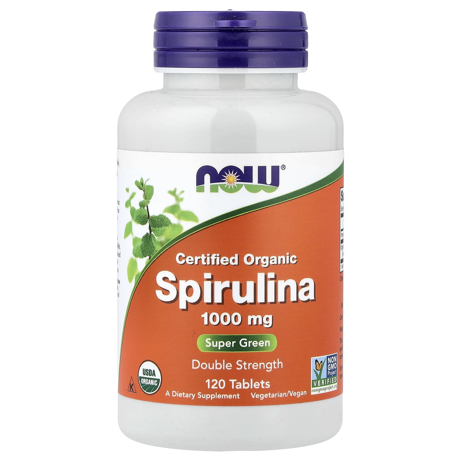 Spirulina Dupla Força 1000 mg, 120 Comprimidos, Now Foods