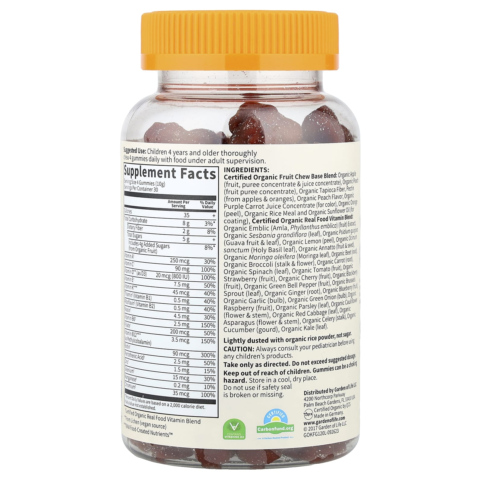 Mykind Kids Multi Gummies, sabor frutas - 120 ursinhos de goma veganos, Garden of Life