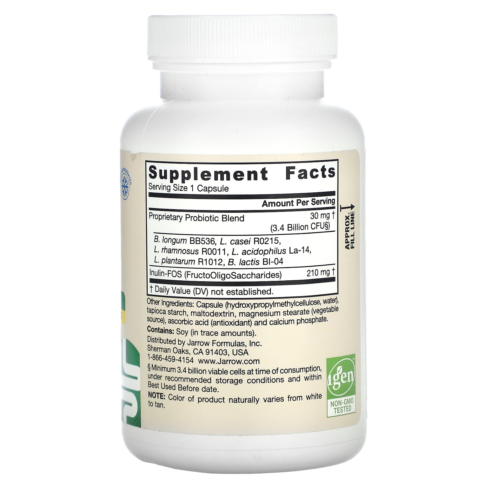 Jarro-Dophilus + FOS - 200 cápsulas vegetais, Jarrow Formulas