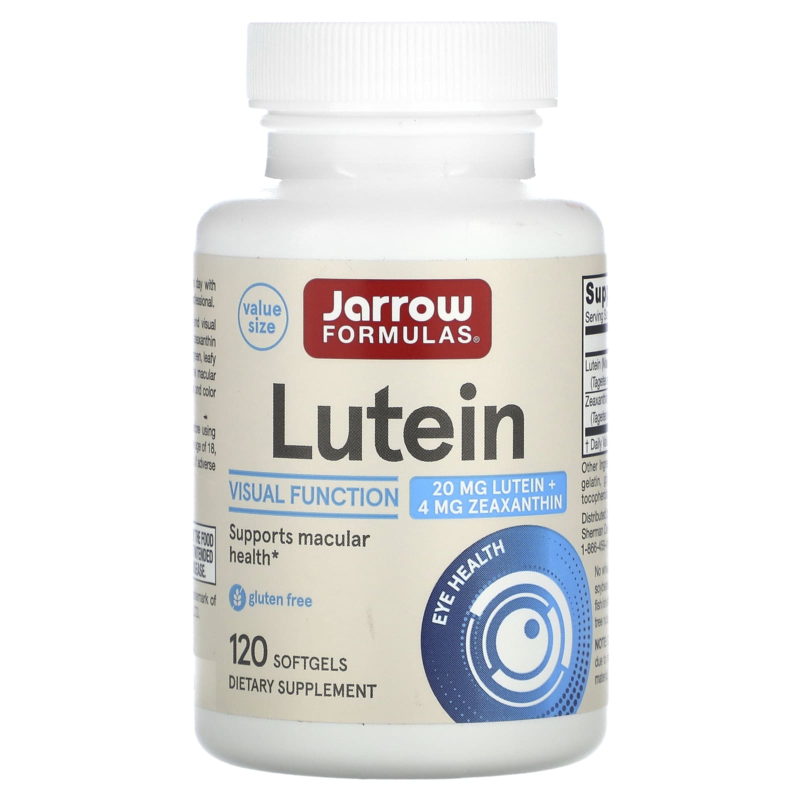 Luteína, 20 mg, 120 cápsulas gelatinosas, Jarrow Formulas