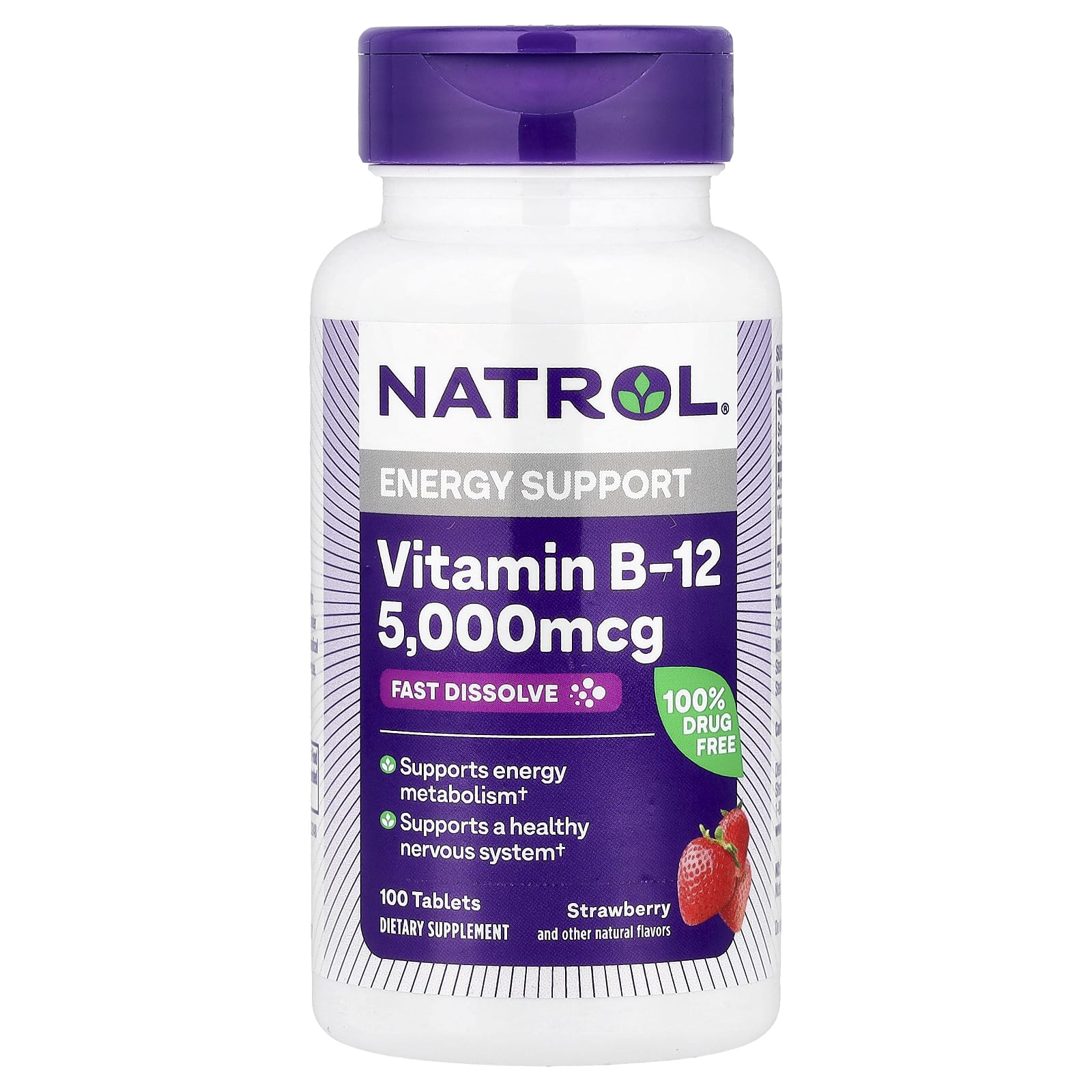 Vitamina B-12 de dissolução rápida, 5000 mcg - 100 comprimidos - Natrol