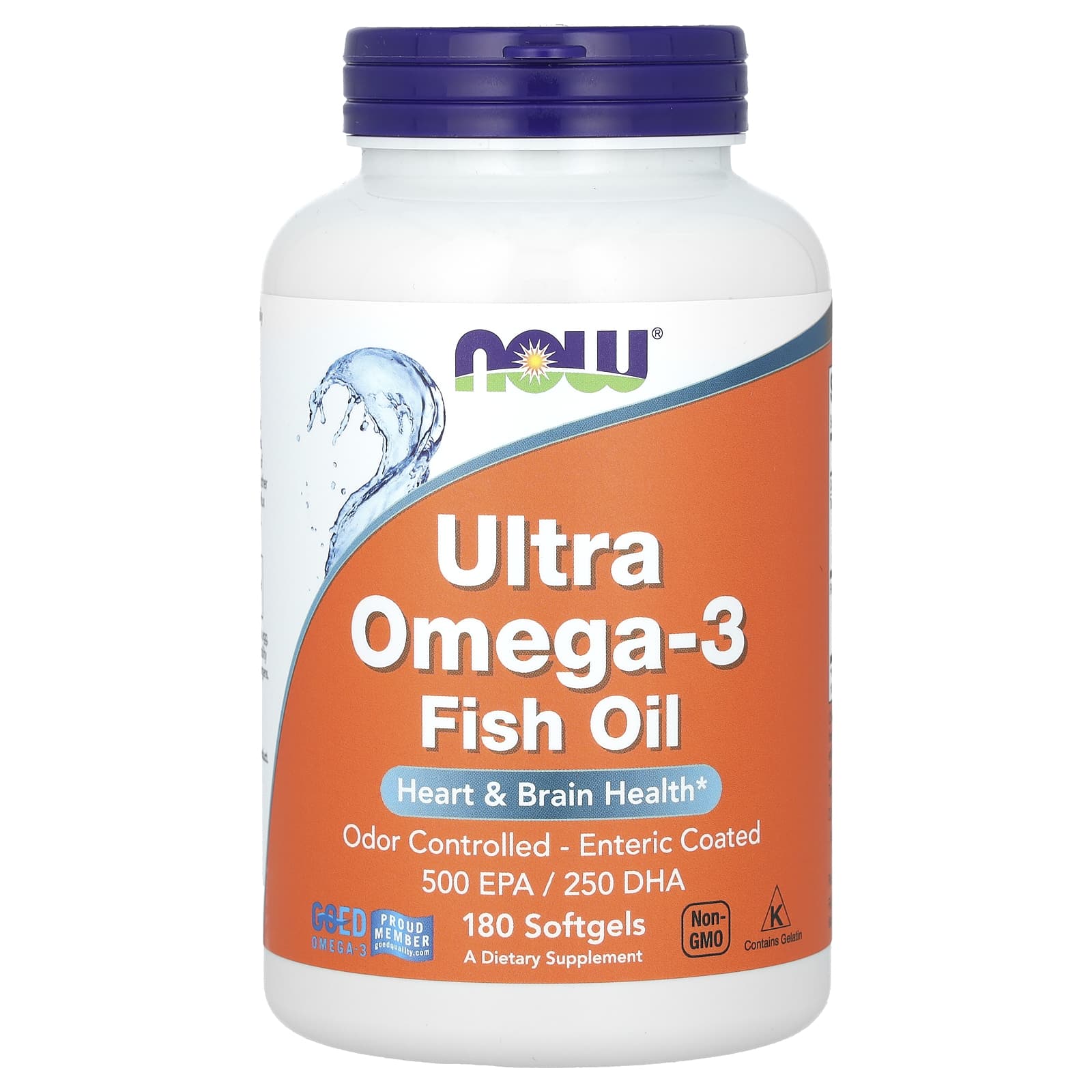 Oleo de Peixe Ultra Ômega-3, 180 cápsulas gelatinosas,  Now Foods