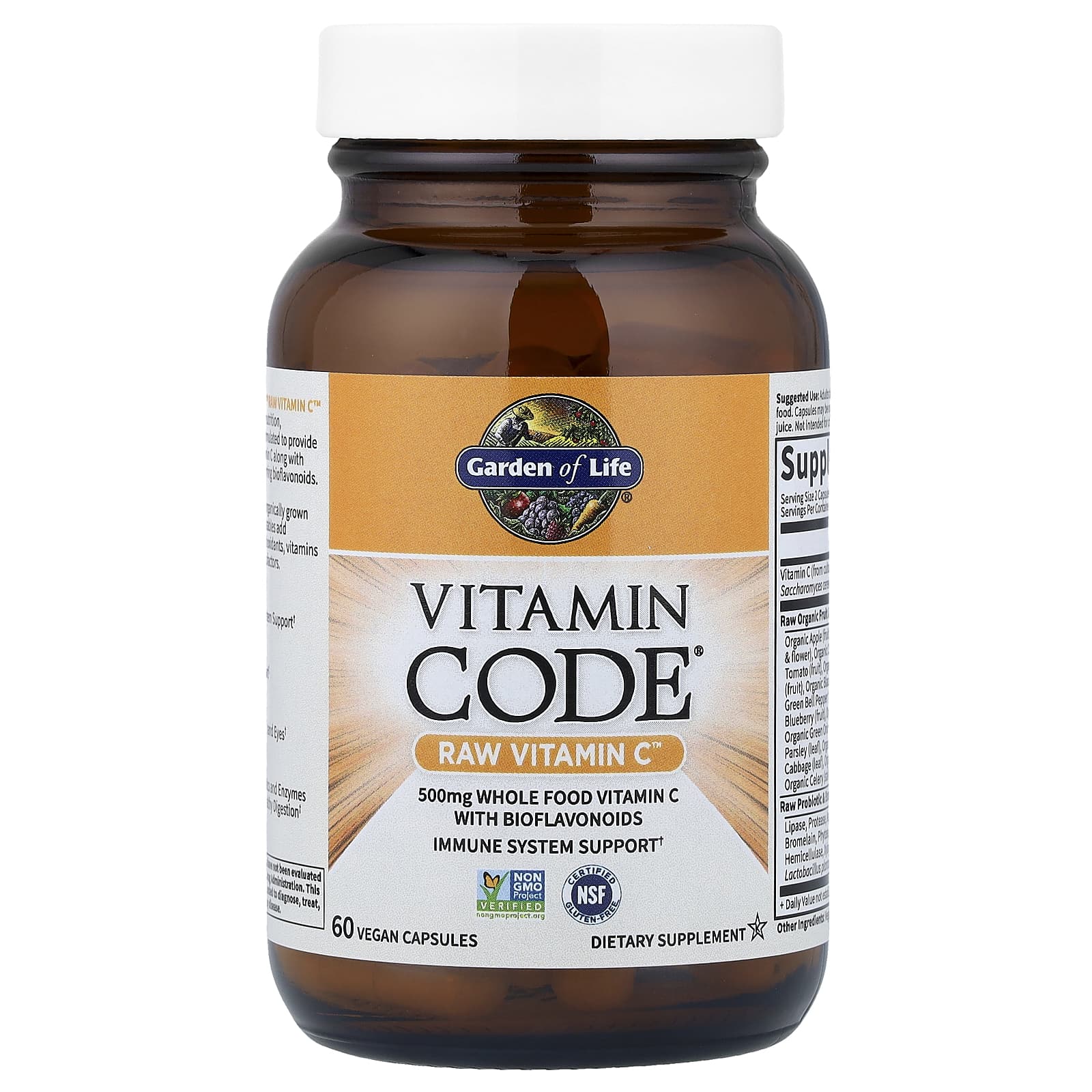 Vitamin Code Vitamina C Crua - 60 cápsulas veganas, Garden of Life