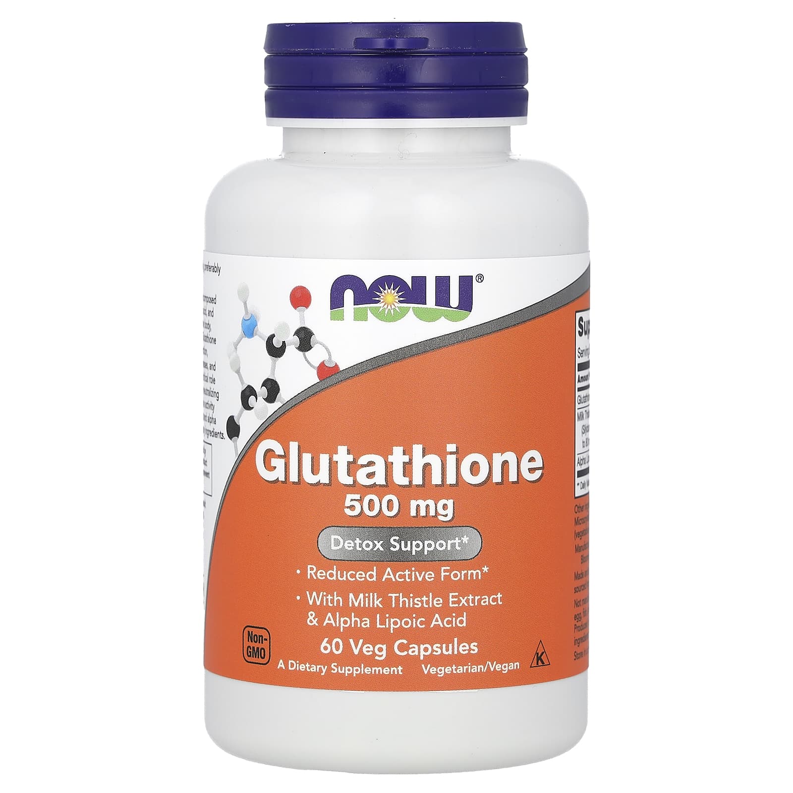 Glutationa com Extrato de Cardo Mariano e Ácido Alfa Lipóico - 500mg, 60 vcaps, Now Foods