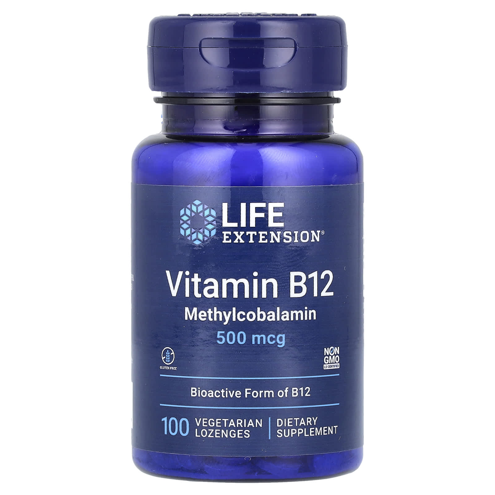 Vitamina B12, Metilcobalamina, 500 mcg, 100 Pastilhas Vegetarianas, Life Extension
