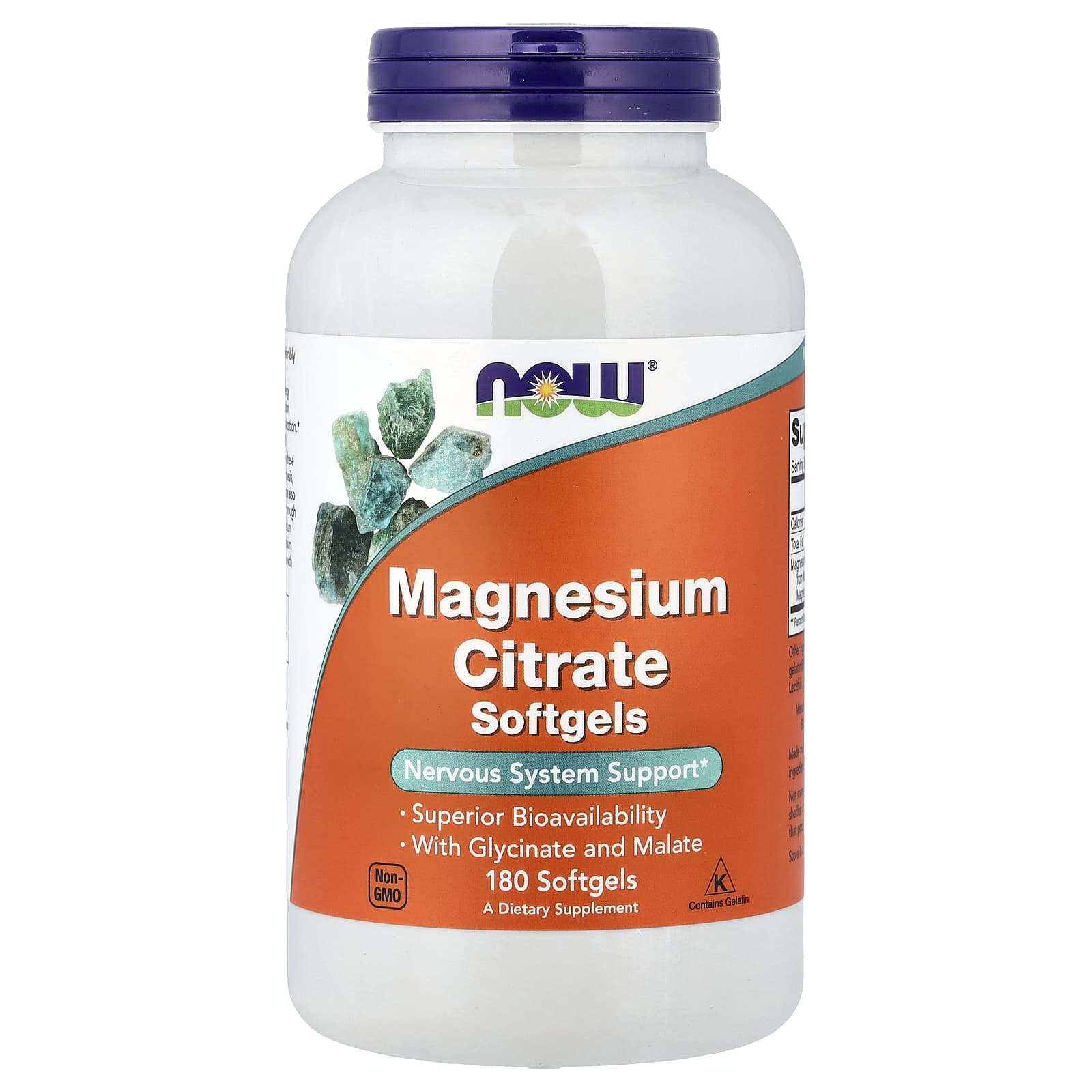 Cápsulas gelatinosas de citrato de magnésio, 180 softgels, Now Foods