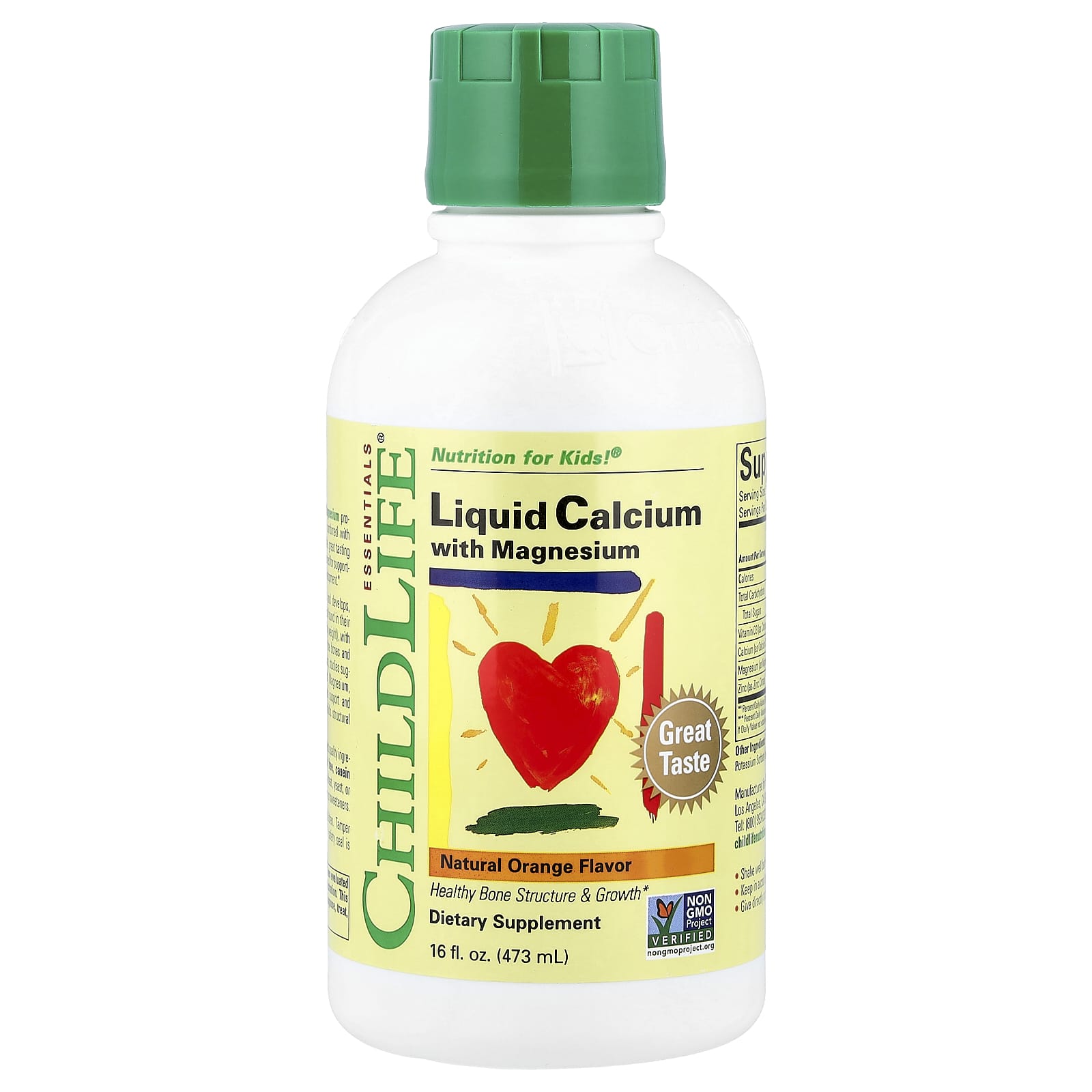 Cálcio líquido com magnésio, laranja natural - 473 ml. - Child Life