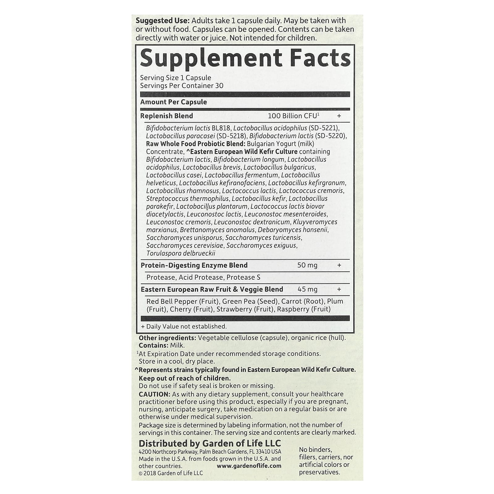 Raw Probiotics Ultimate Care - 30 cápsulas vegetais, Garden of Life