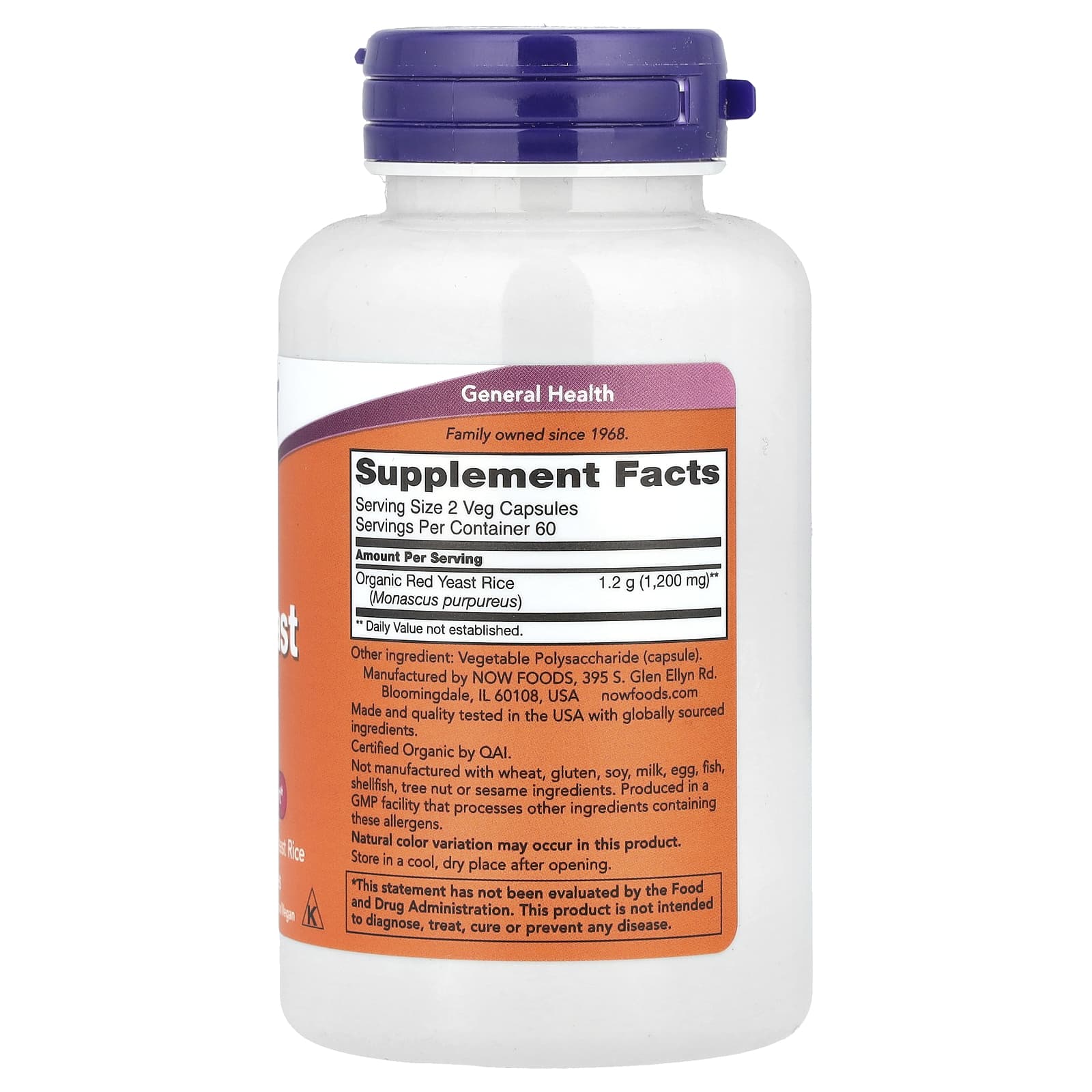 Arroz Vermelho Fermentado - 600mg, 120 vcaps, Now Foods