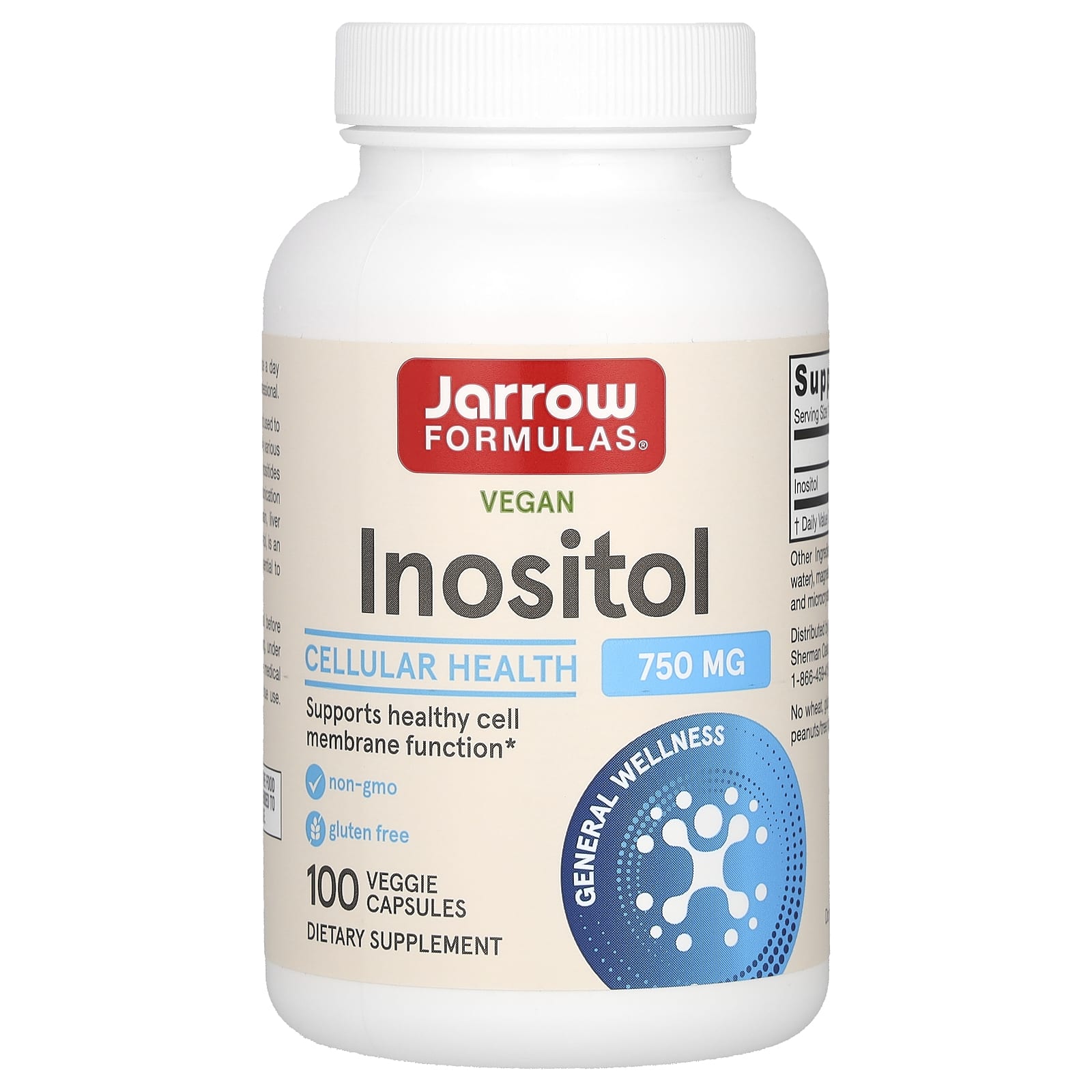 Inositol 750 mg, 100 cápsulas, Jarrow Formulas