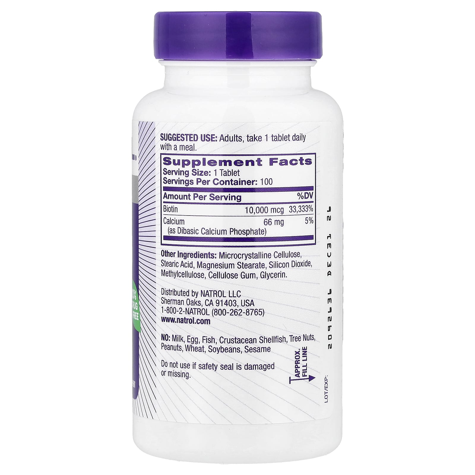 Biotina - 10000mcg - 100 comprimidos - Natrol
