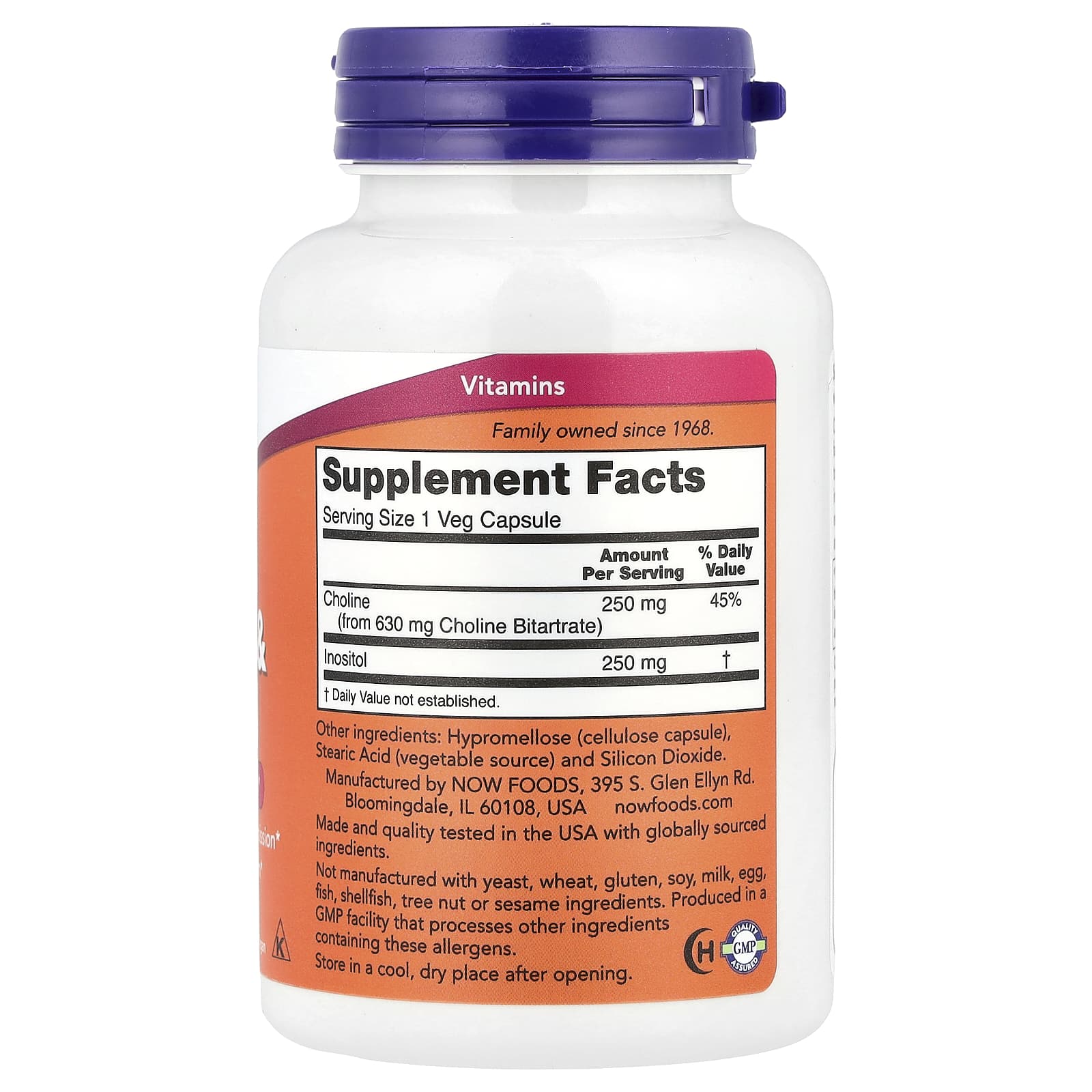 Colina e Inositol, 100 vcaps, Now Foods
