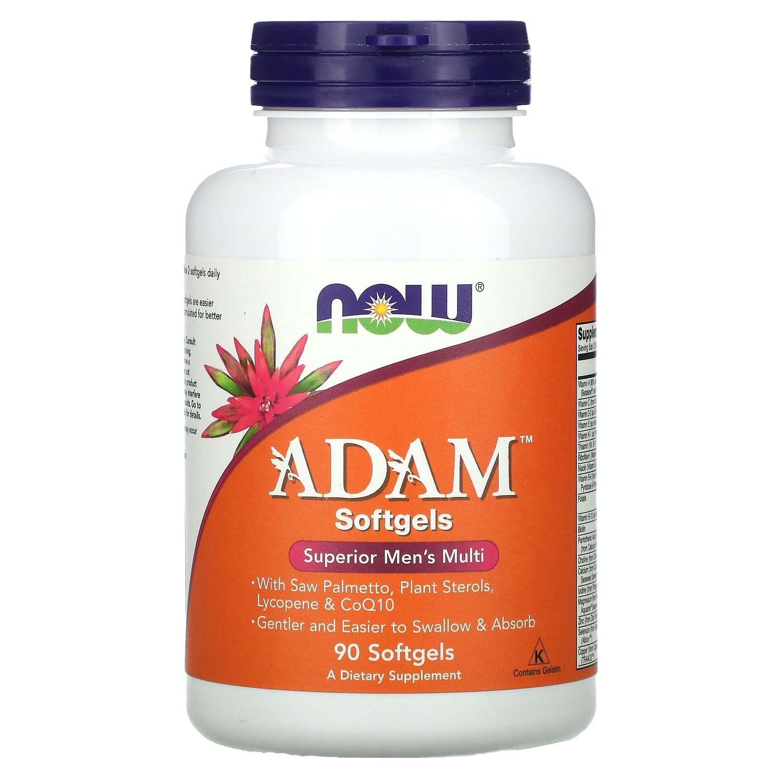 ADAM Multivitamínico Masculino, 90 Cápsulas Gelatinosas, Now Foods