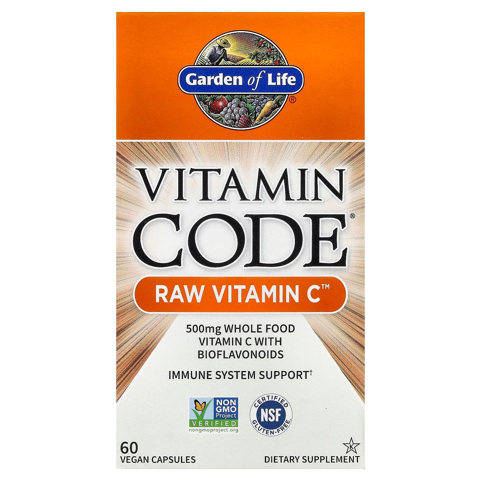 Vitamin Code Vitamina C Crua - 60 cápsulas veganas, Garden of Life