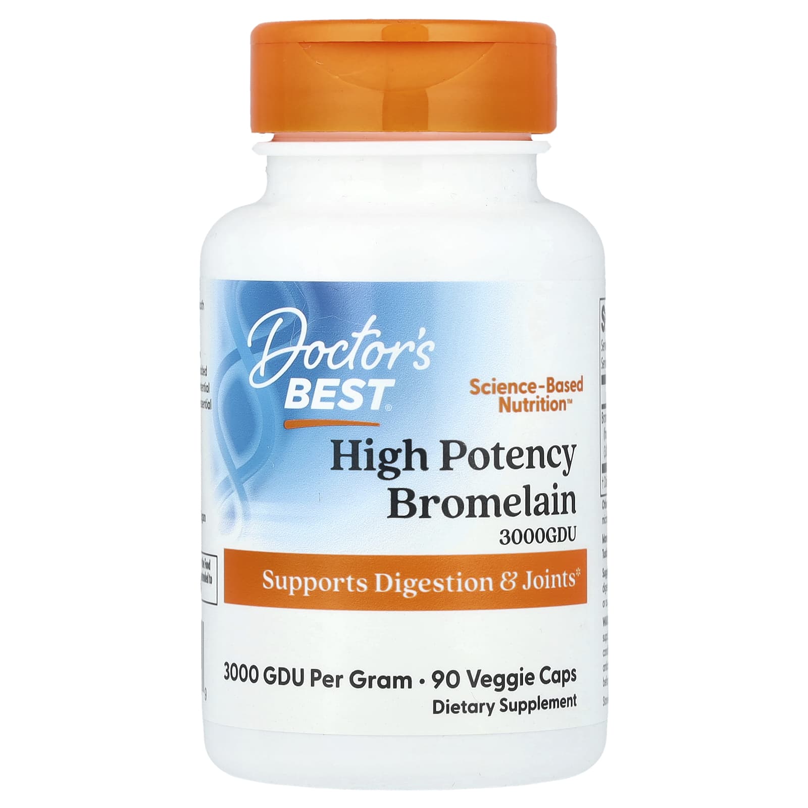Bromelaína de alta potência 3000 GDU, 90 cápsulas vegetais, Doctor's Best
