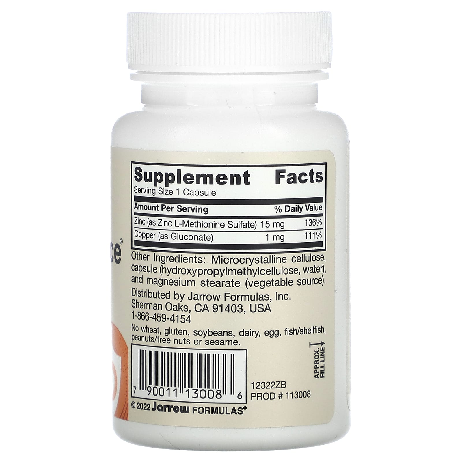 Zinc Balance - 100 cápsulas vegetais, Jarrow Formulas