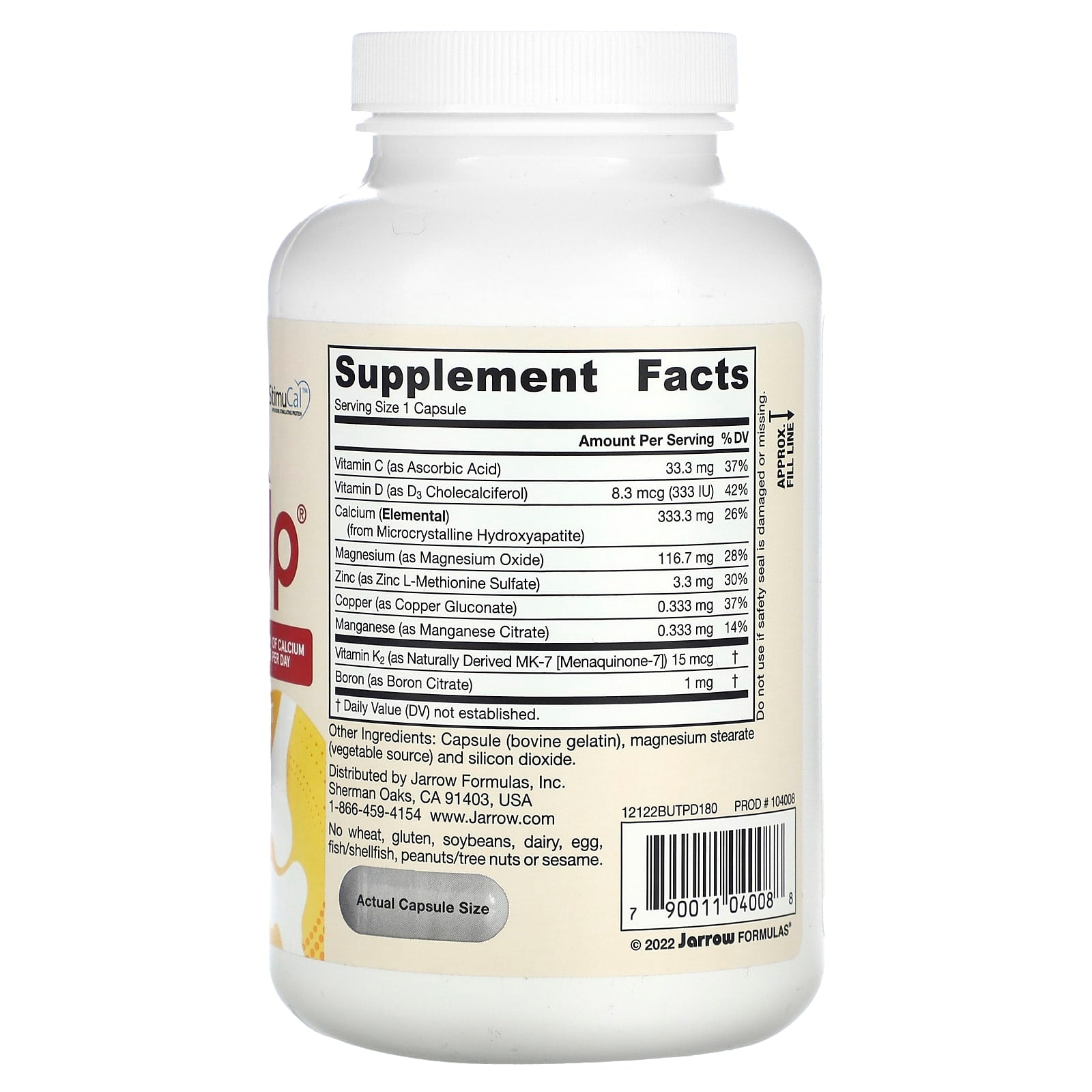 BoneUp Three Per Day - 180 cápsulas, Jarrow Formulas
