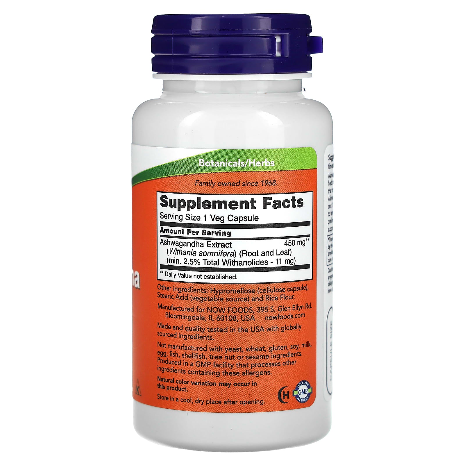 Extrato de Ashwagandha - 450mg, 90 vcaps, Now Foods
