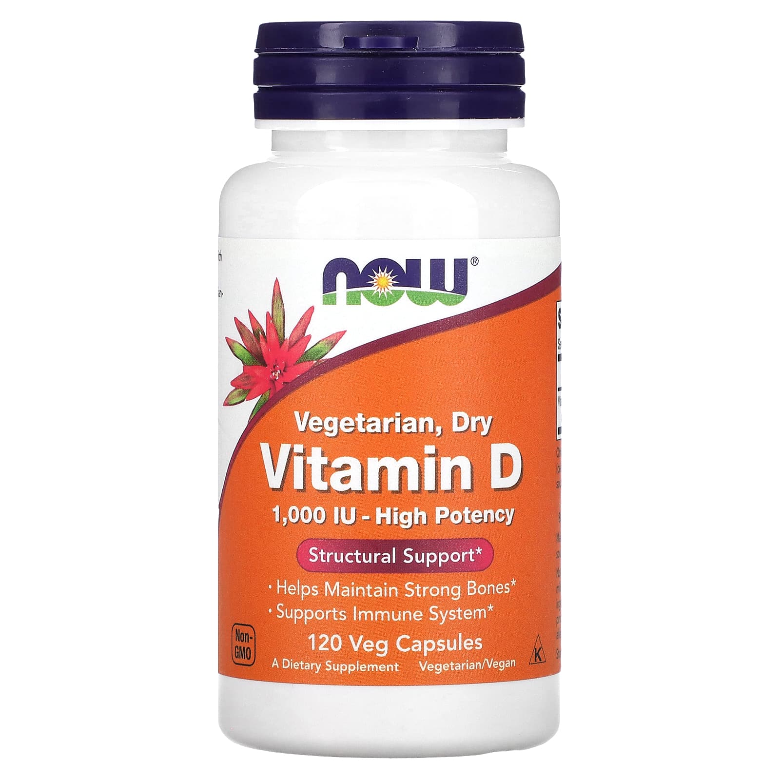 Vitamina D, 1000 UI Vegetariana - Seca, 120 vcaps, Now Foods