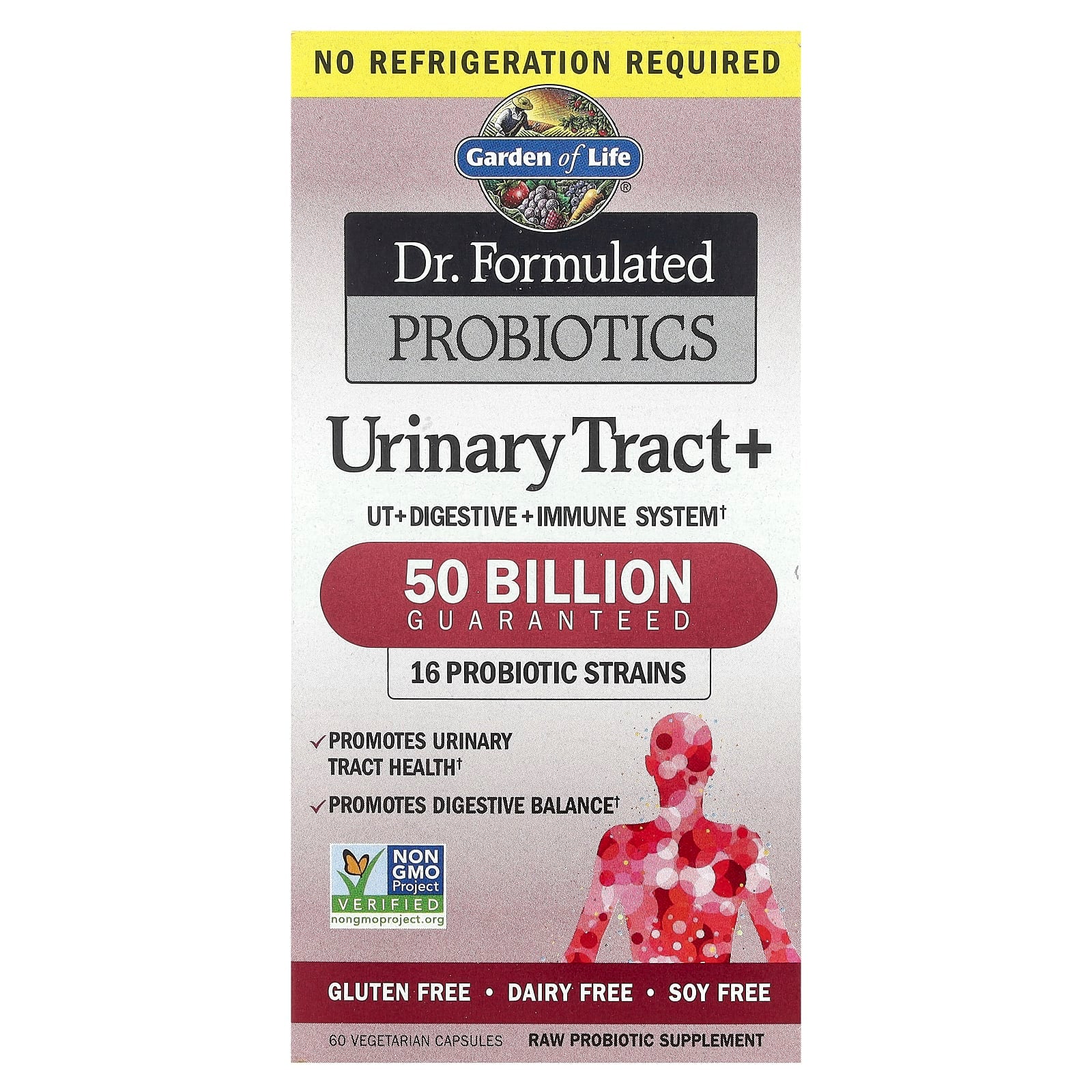 Probióticos Dr. Formulados para o Trato Urinário+ - 60 cápsulas vegetais, Garden of Life