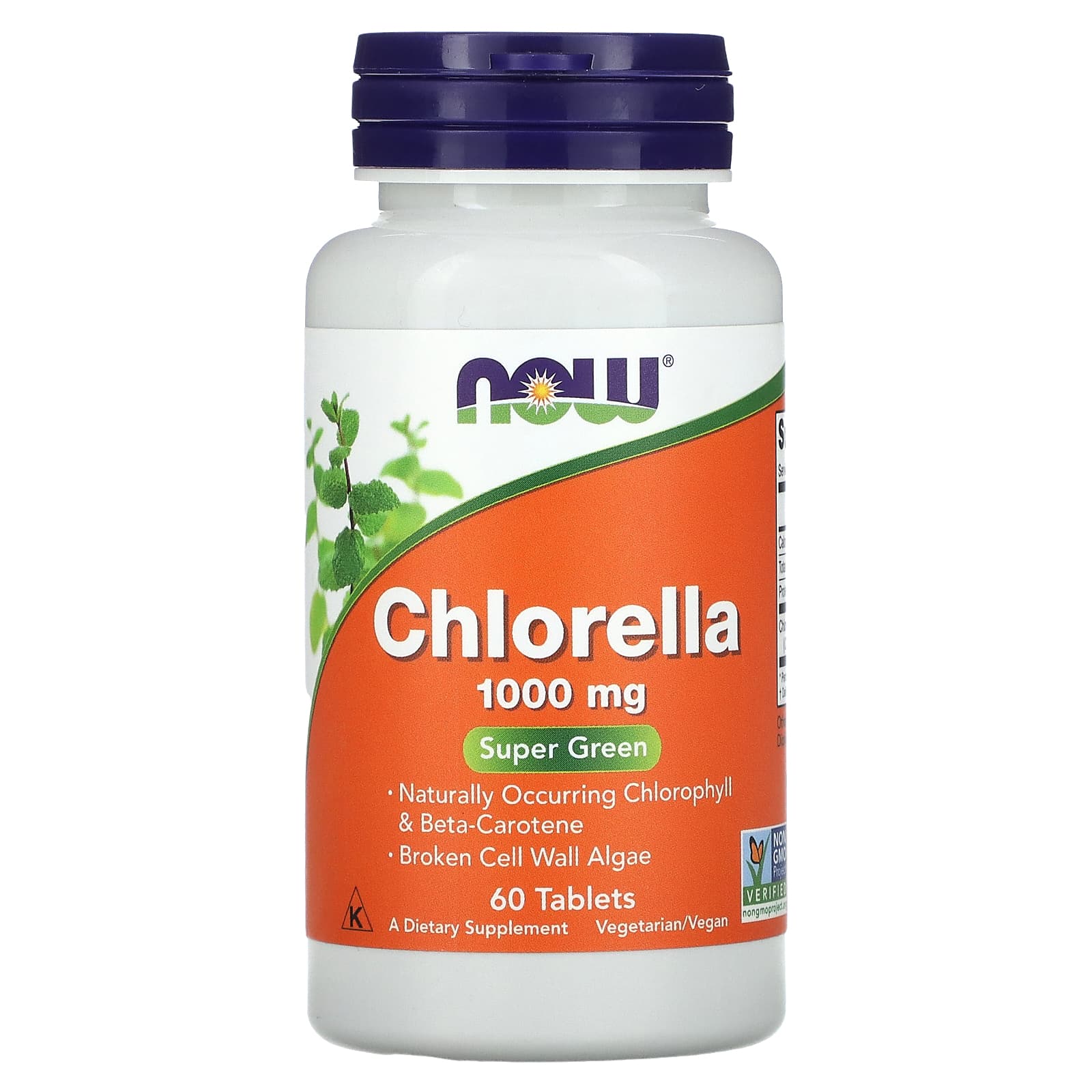 Chlorella 1000 mg, 60 comprimidos, Now Foods