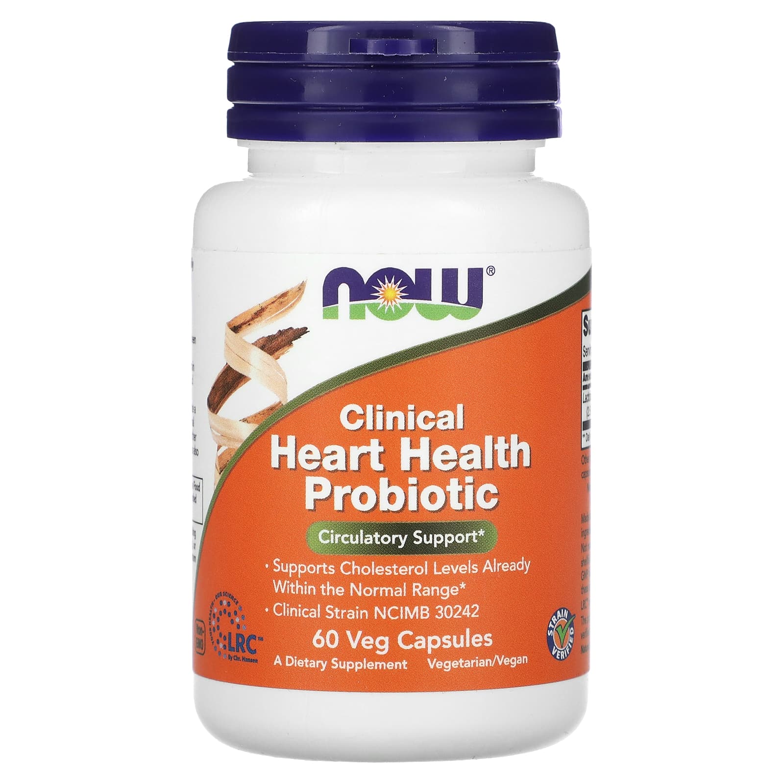 Probiótico para a saúde clínica do coração, 60 vcaps, Now Foods