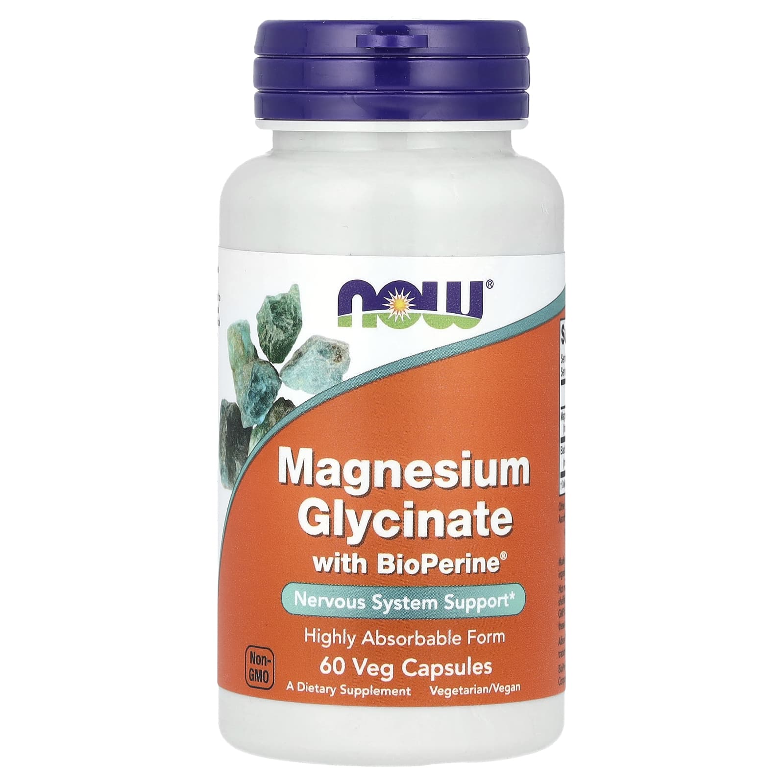 Glicinato de Magnésio 100 mg com BioPerine, 60 Cápsulas, Now Foods