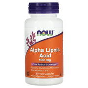 Ácido Alfa Lipóico com Vitaminas C e E - 100mg, 60 vcaps, Now Foods